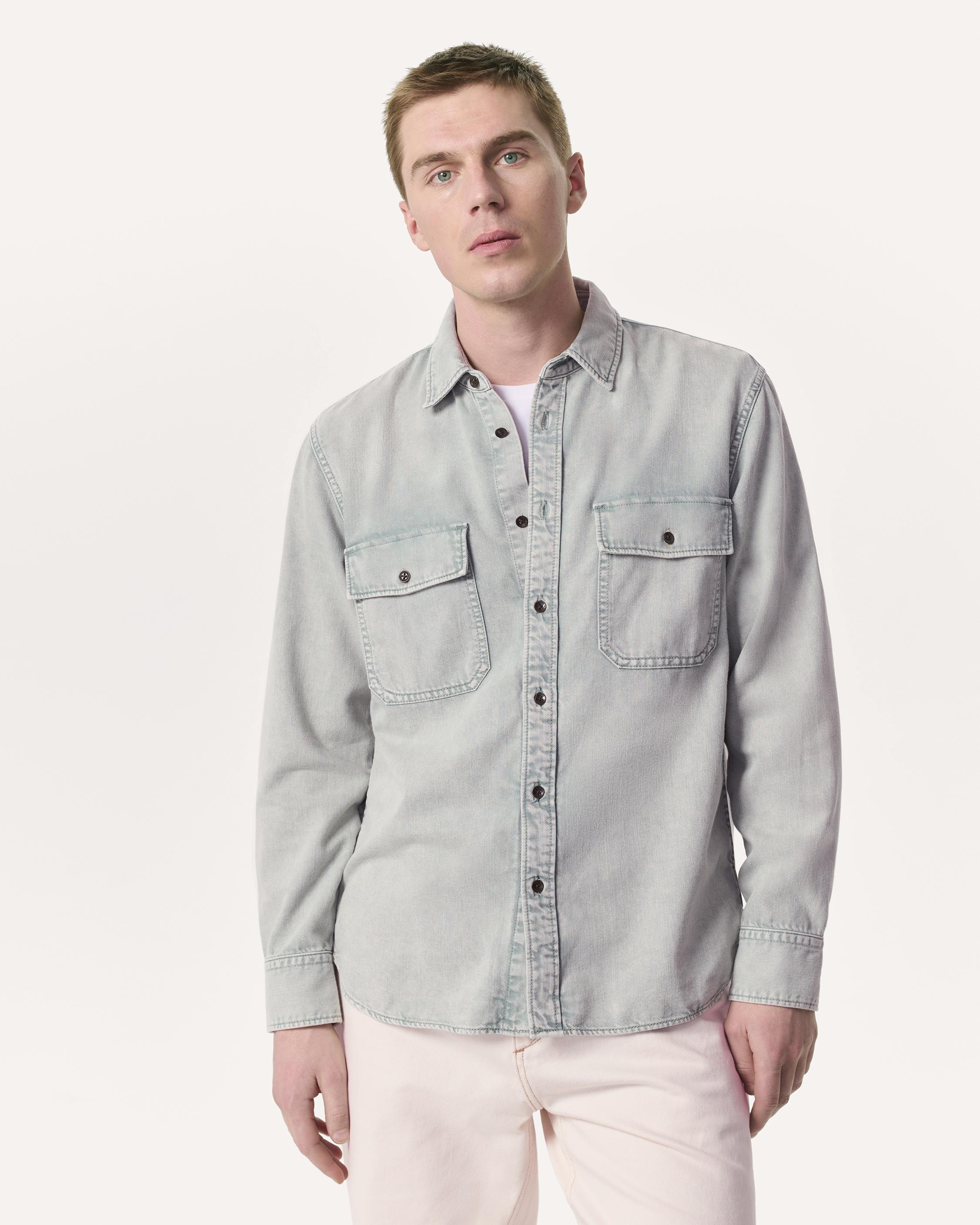 Relaxed Fit Featherweight Denim CPO Overshirt - Blue-Gray | rag & bone