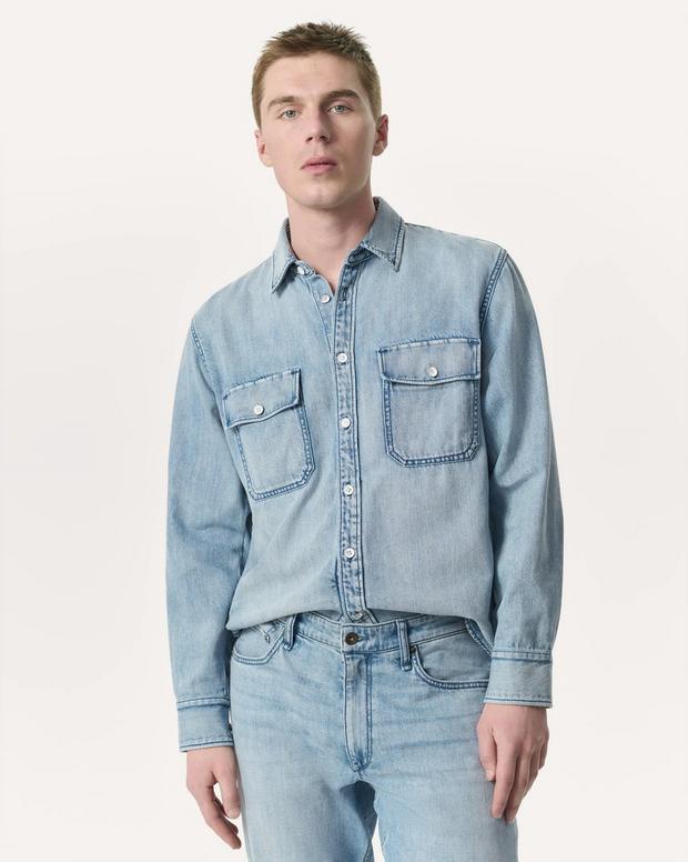 Relaxed Fit Featherweight Denim CPO Overshirt - Fletcher Relaxed Fit Featherweight Denim CPO Overshirt - Fletcher