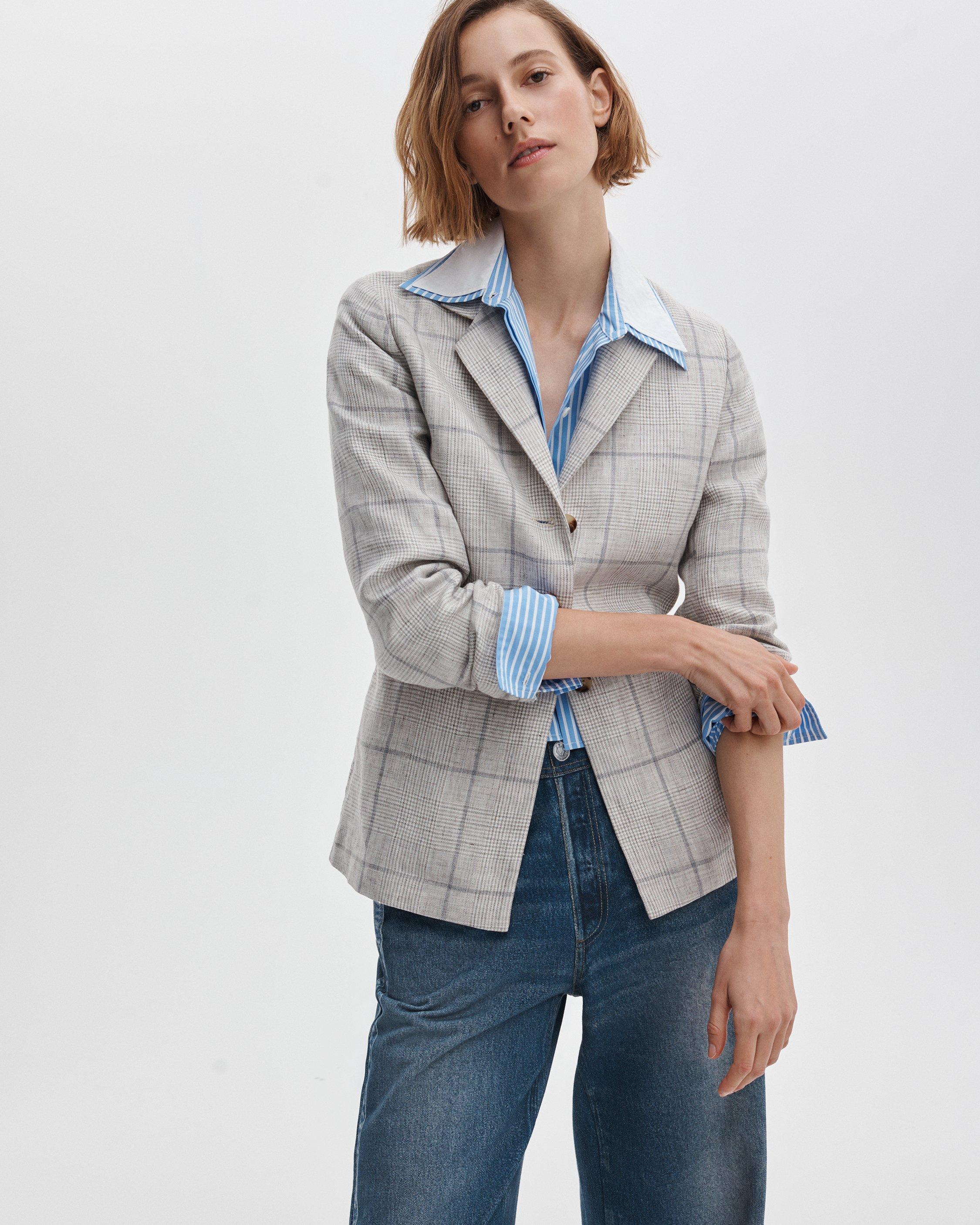 Chappell Plaid Linen Blazer image number 1