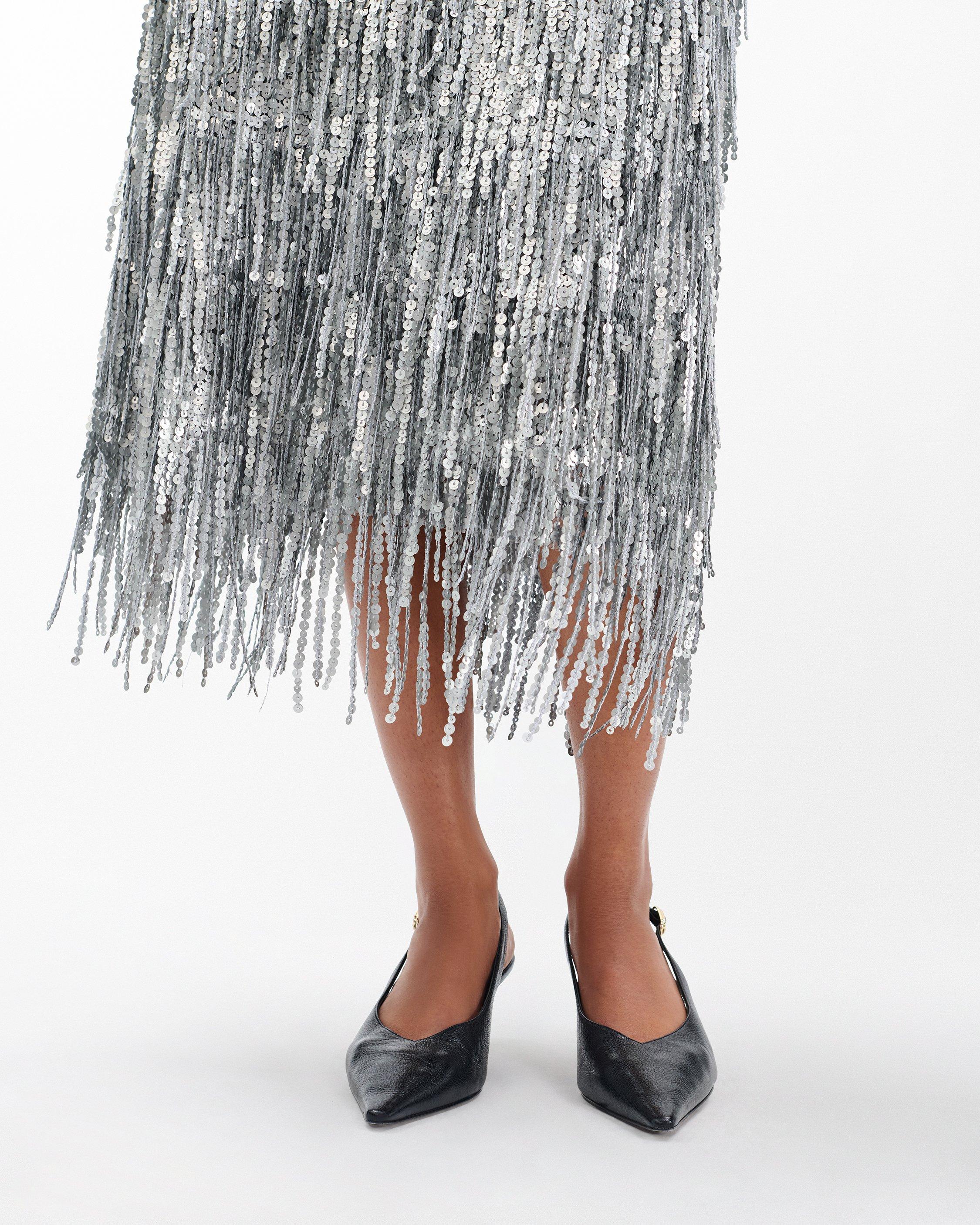 Billie Sequined Tassel Midi Skirt image number 5