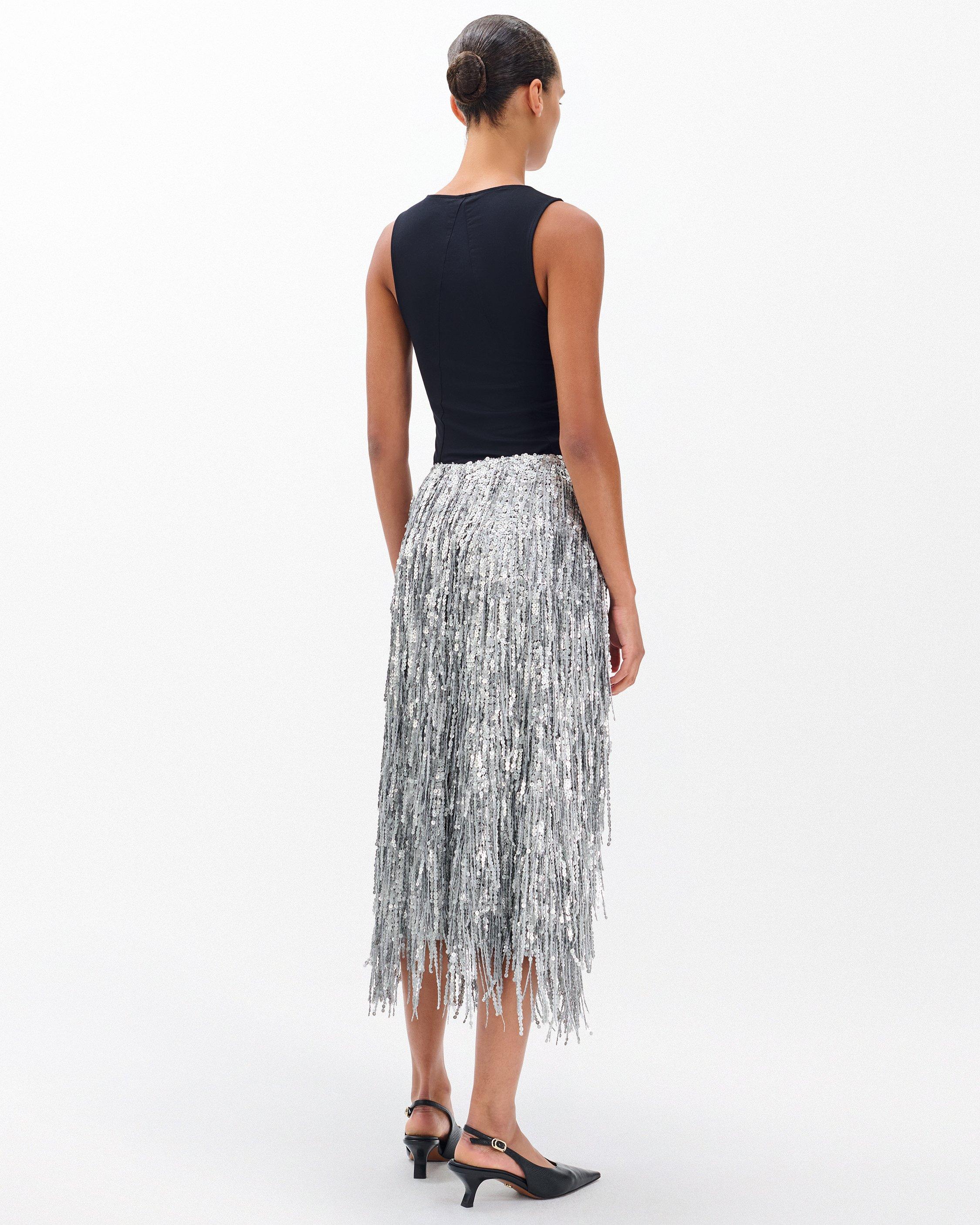Billie Sequined Tassel Midi Skirt image number 6