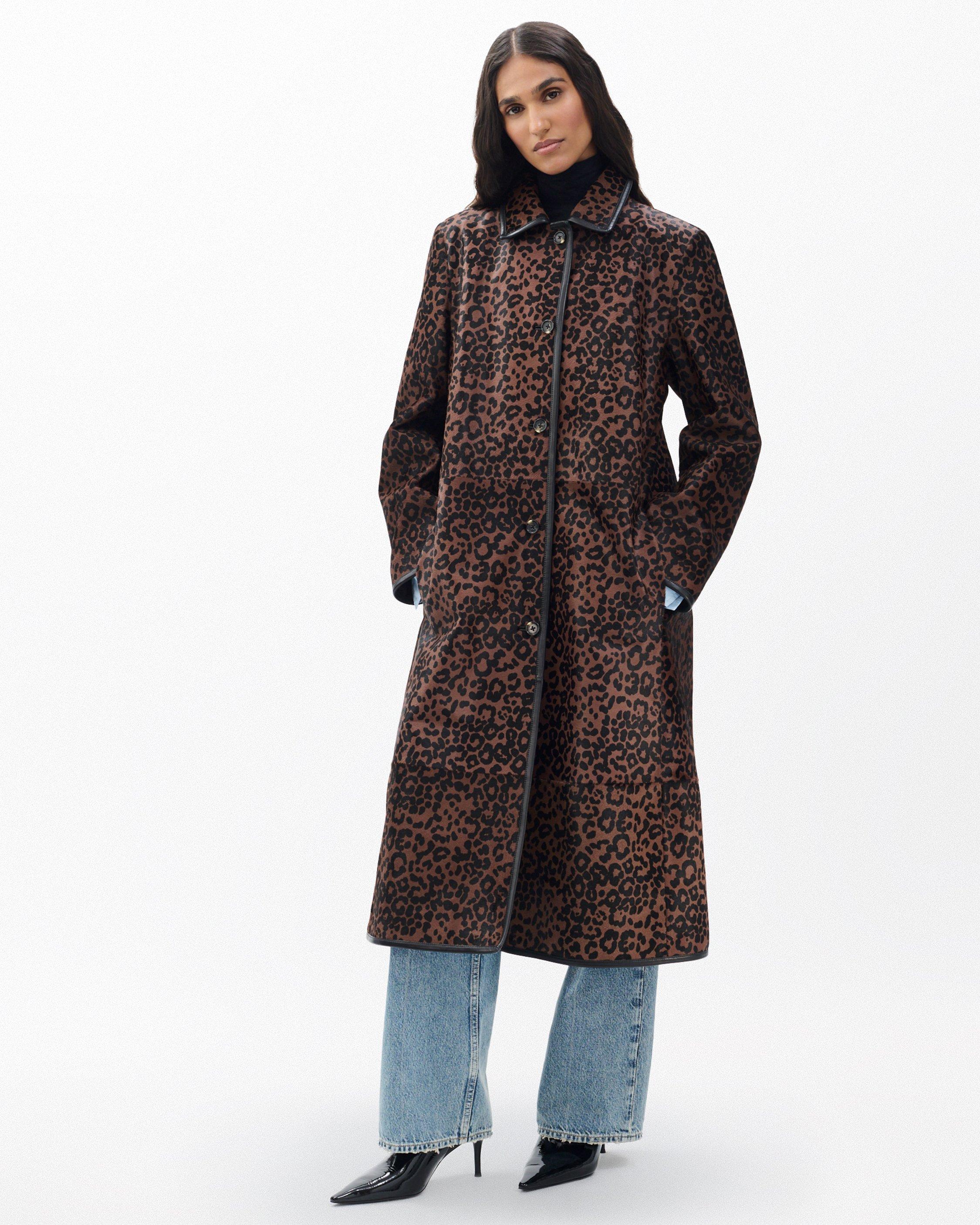 Isa Leopard-Print Calf Hair Coat image number 3