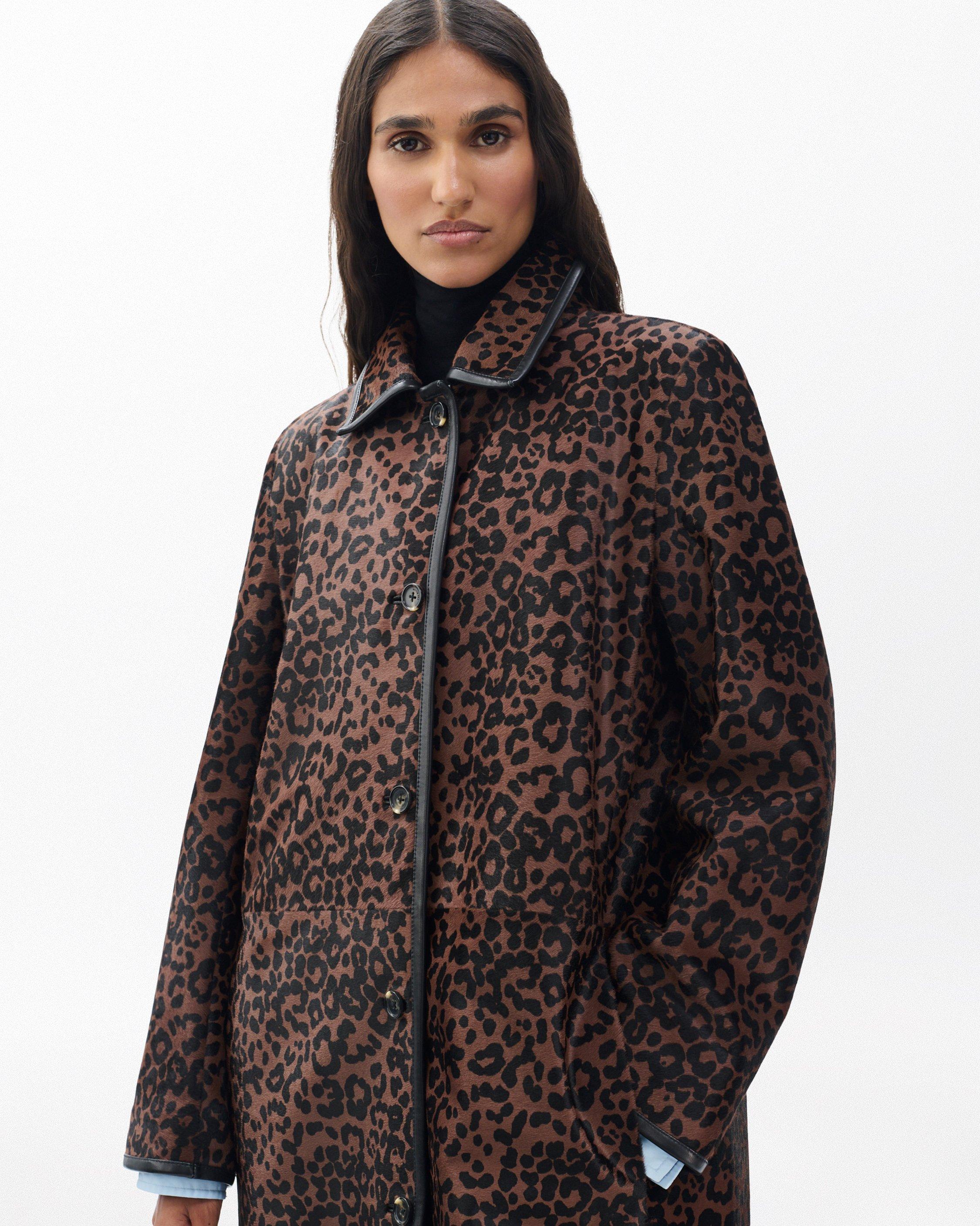 Isa Leopard-Print Calf Hair Coat image number 4