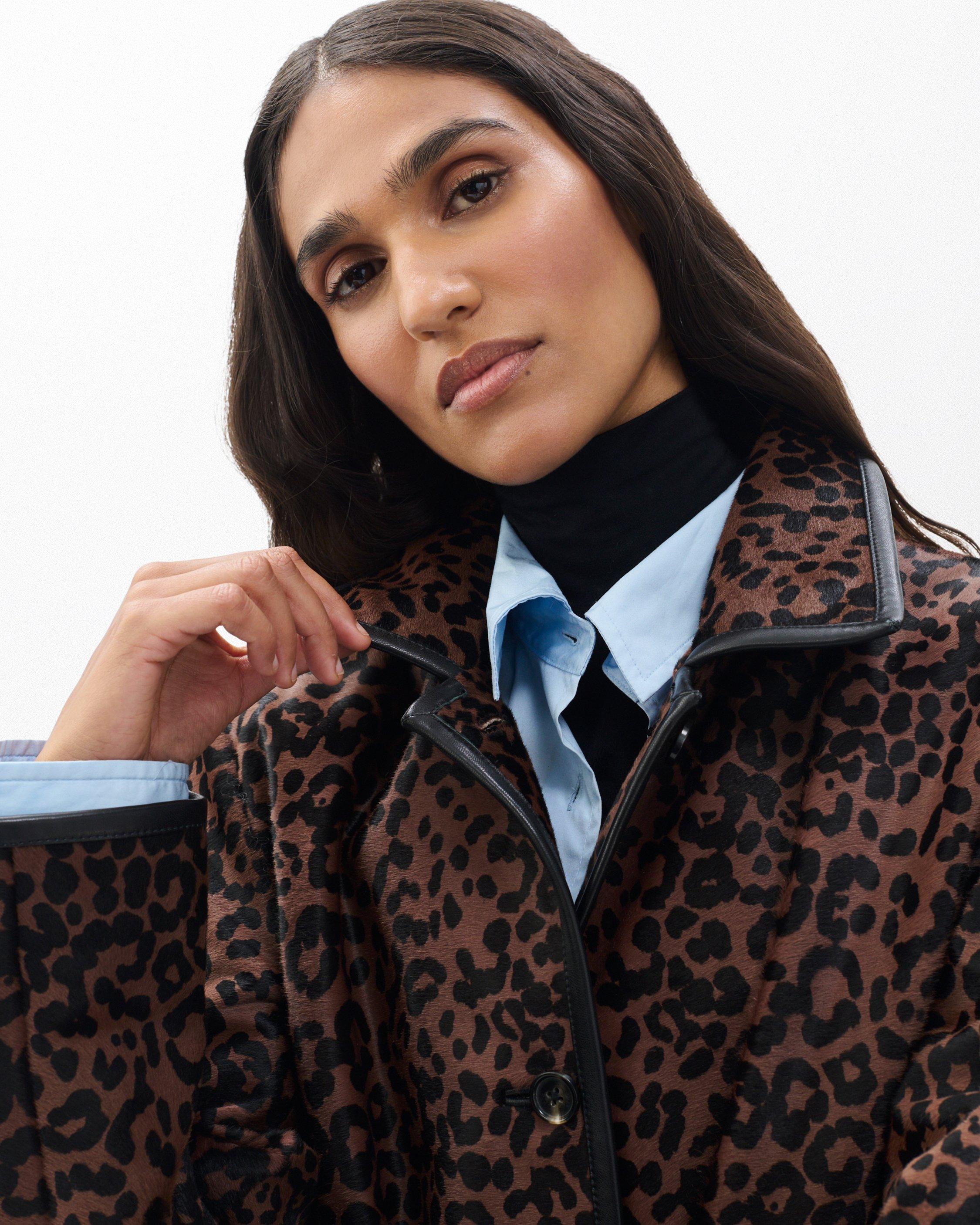 Isa Leopard-Print Calf Hair Coat image number 5