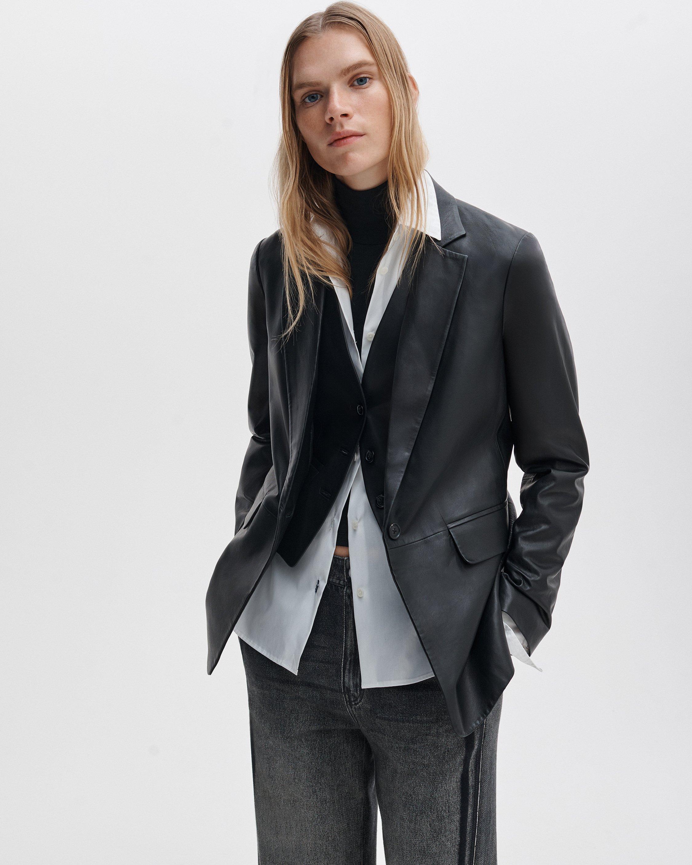 Jennifer Leather Two-in-One Blazer - image 5