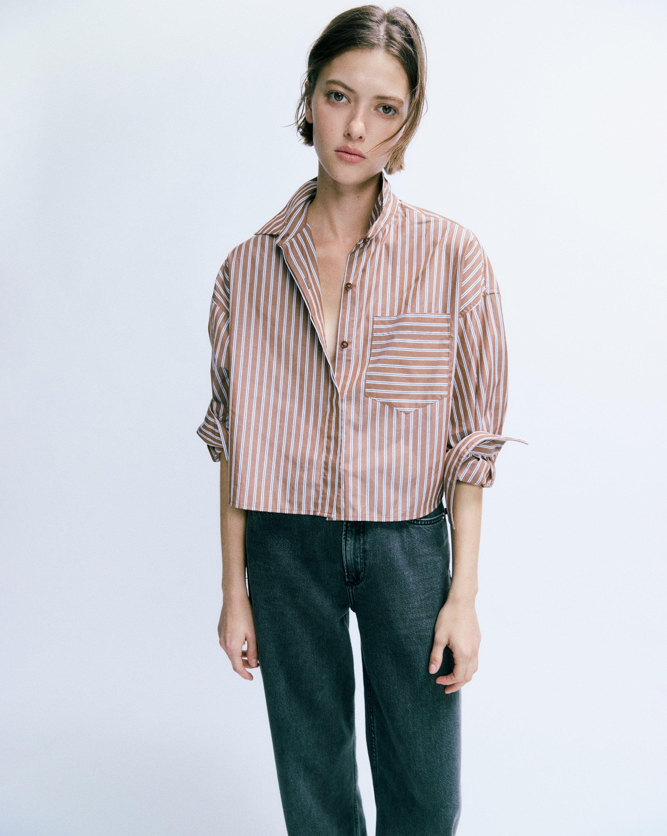 Marin Cropped Striped Shirt image number 4