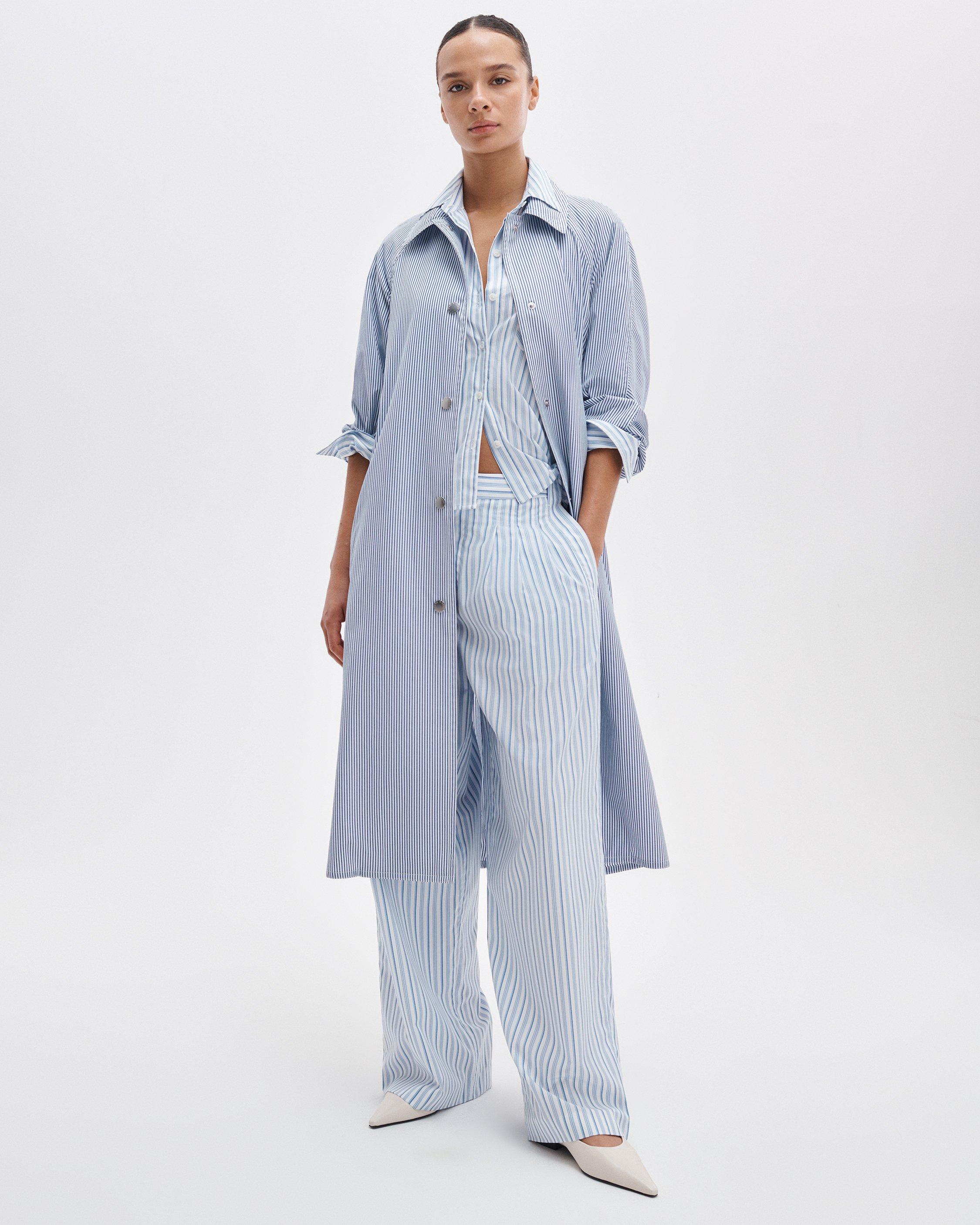 Gayle Striped Poplin Trench Coat image number 1