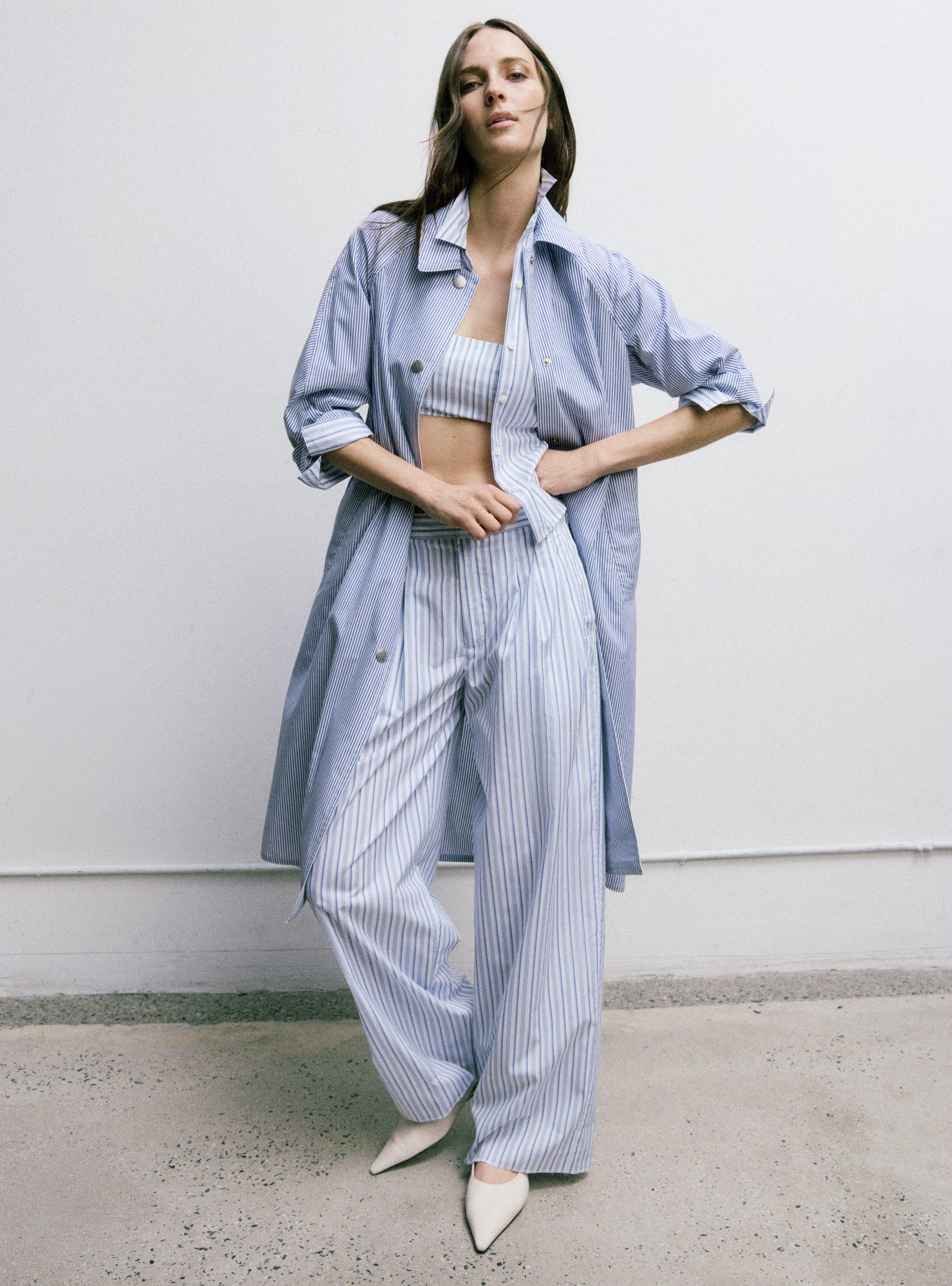 Gayle Striped Poplin Trench Coat image number 7