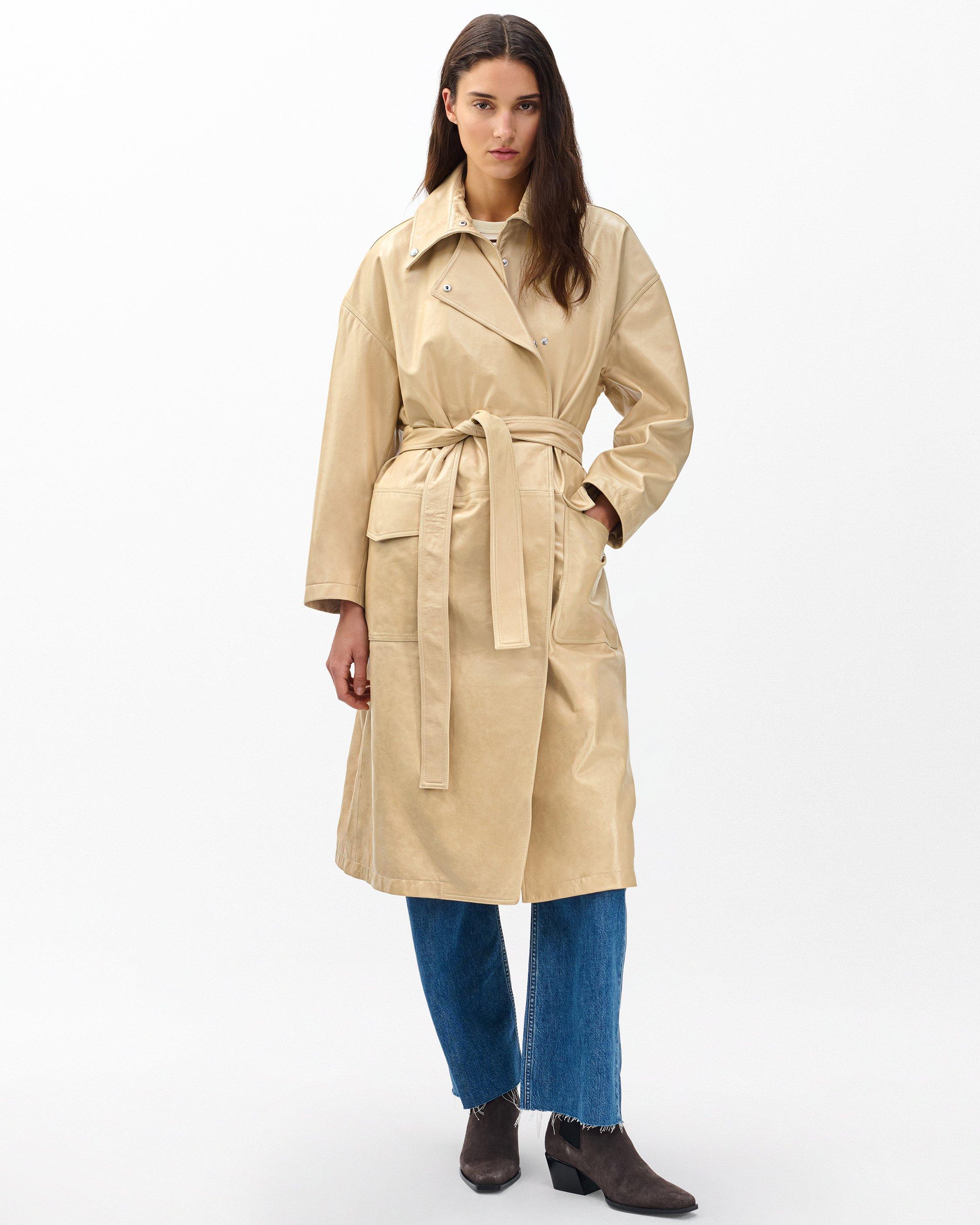 Rue Lamb Leather Trench Coat - Tan | rag & bone