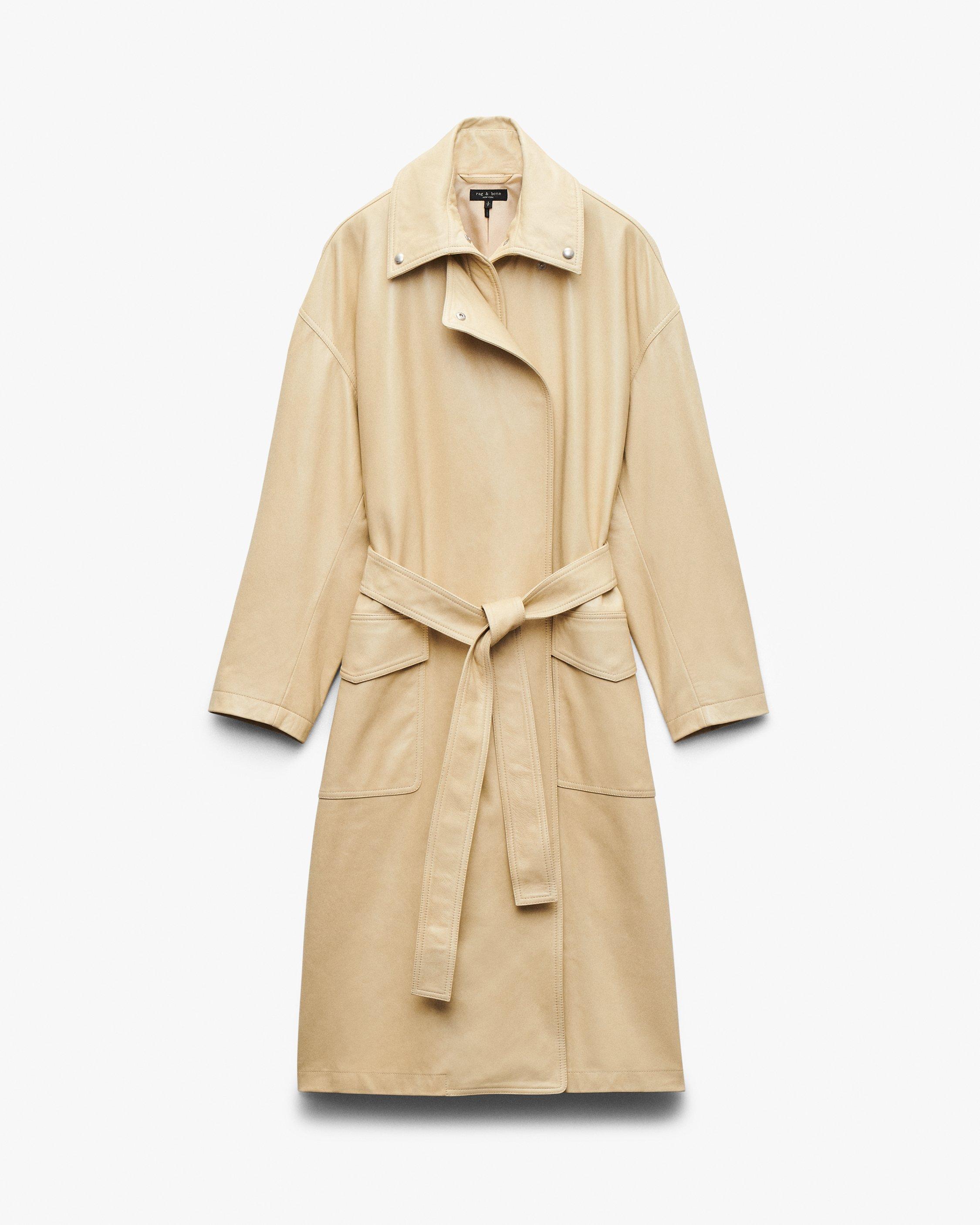 Rue Lamb Leather Trench Coat image number 2