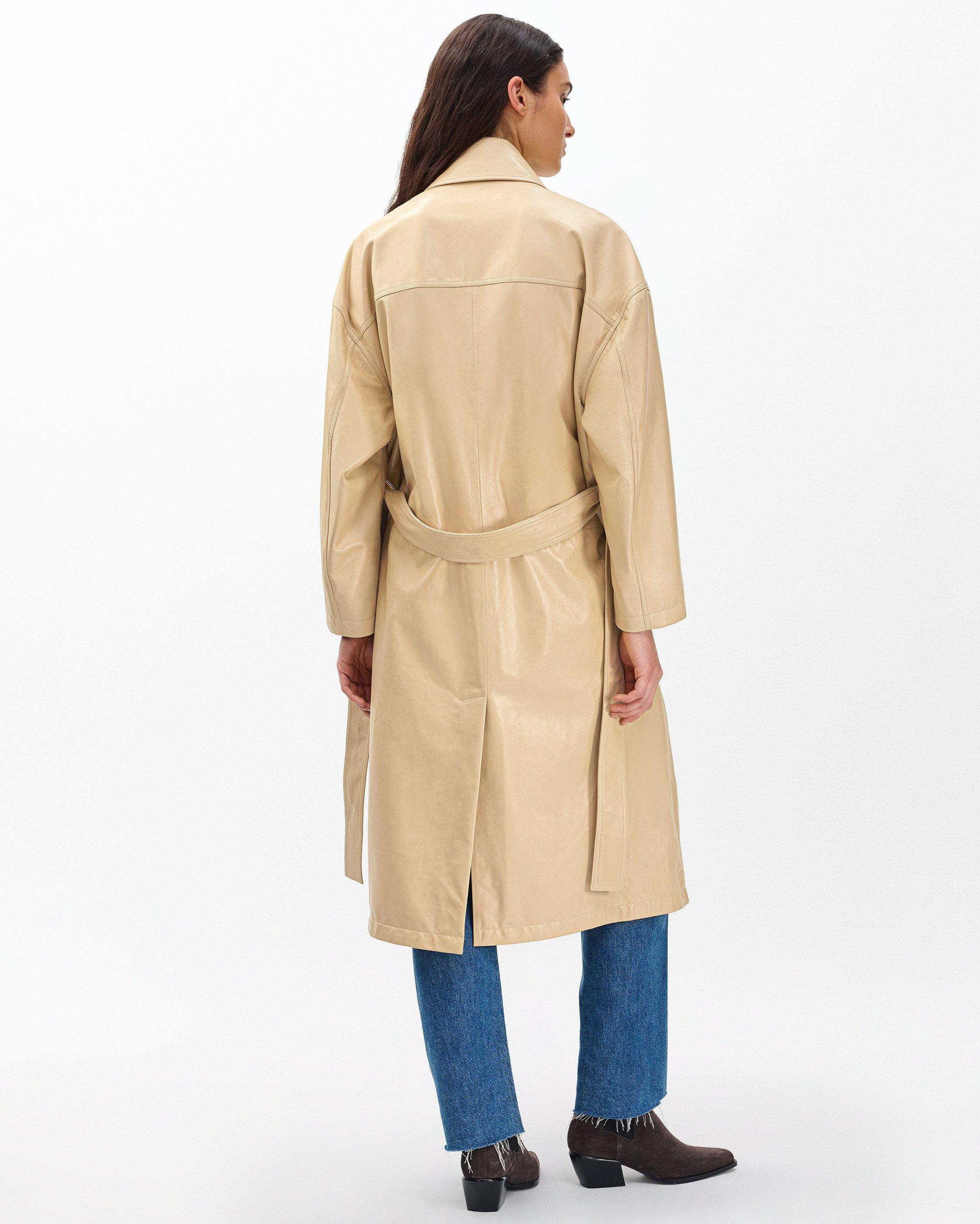 Rue Lamb Leather Trench Coat image number 7