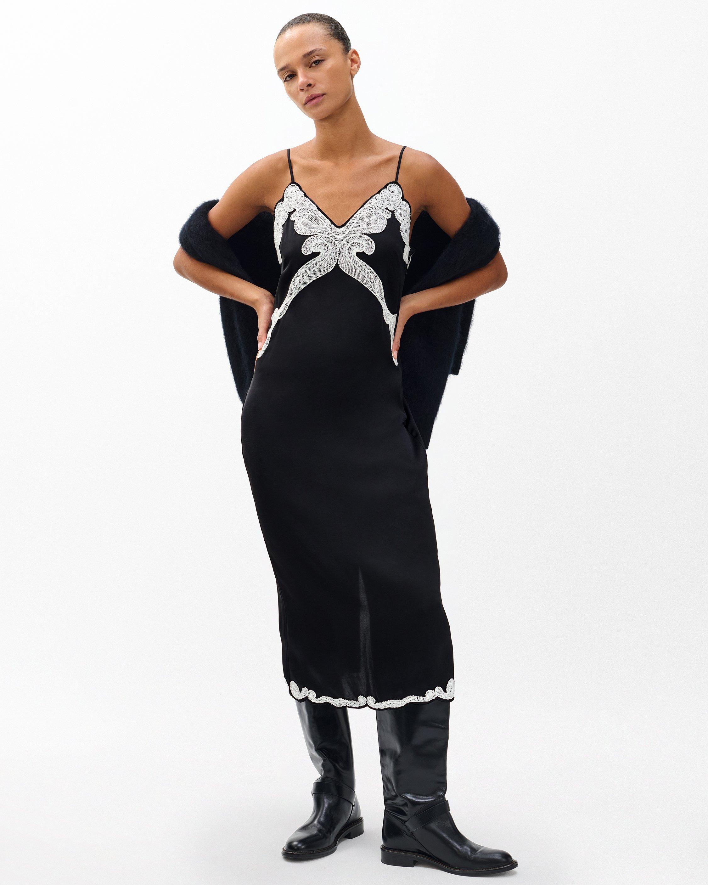 Ann Embroidered Slip Dress - Black | rag & bone