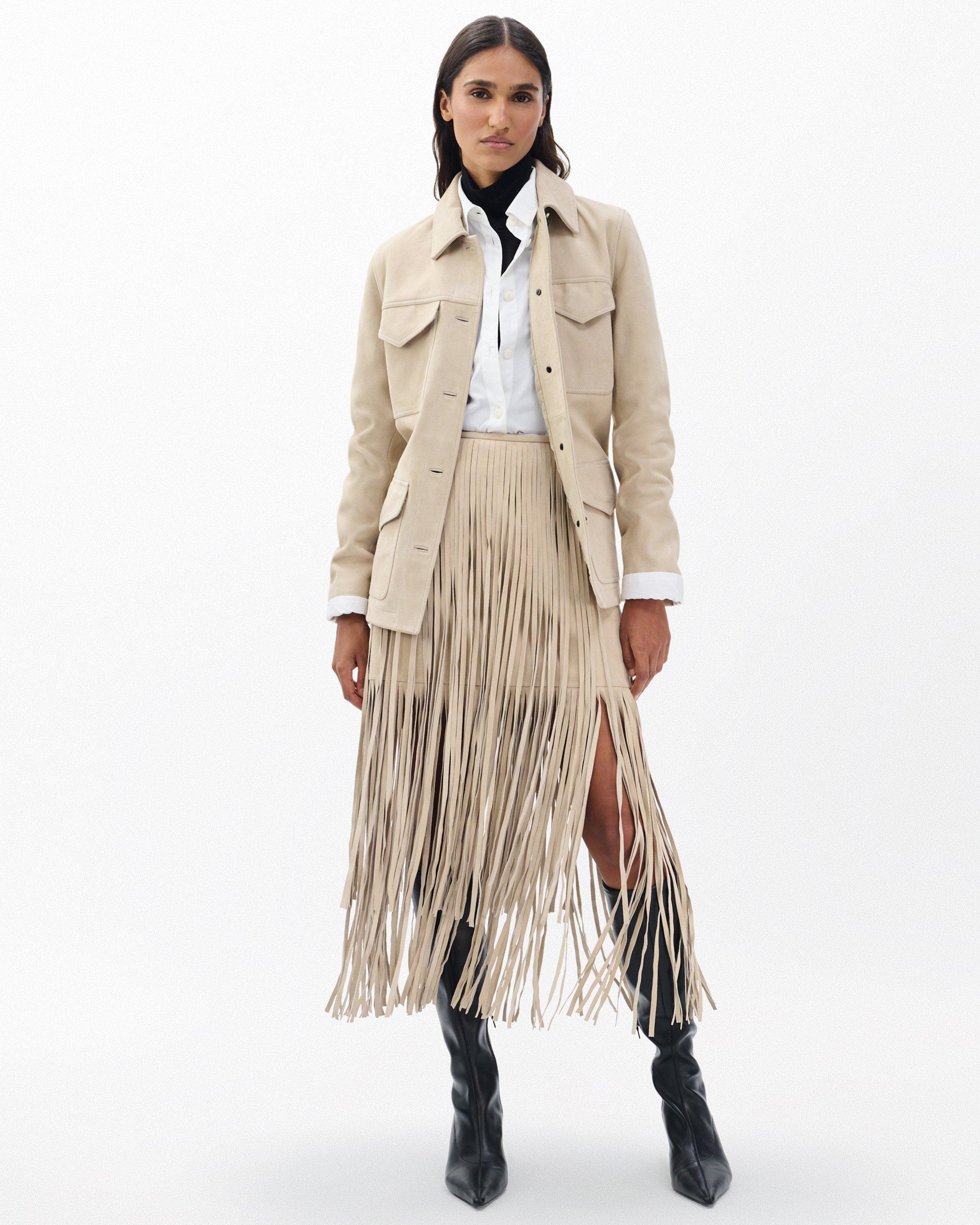 Jasmine Fringed Suede Skirt