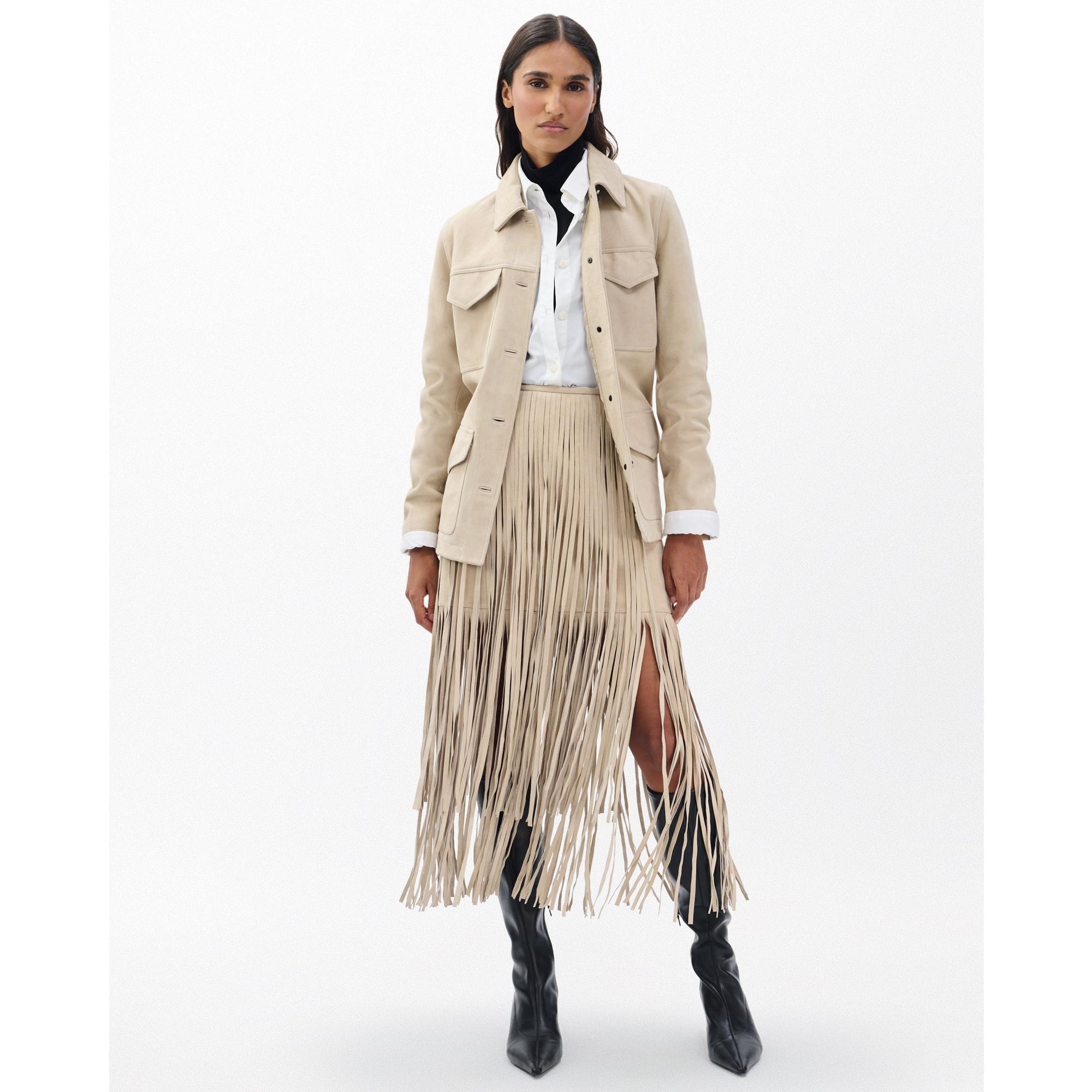Jasmine Fringed Suede Skirt