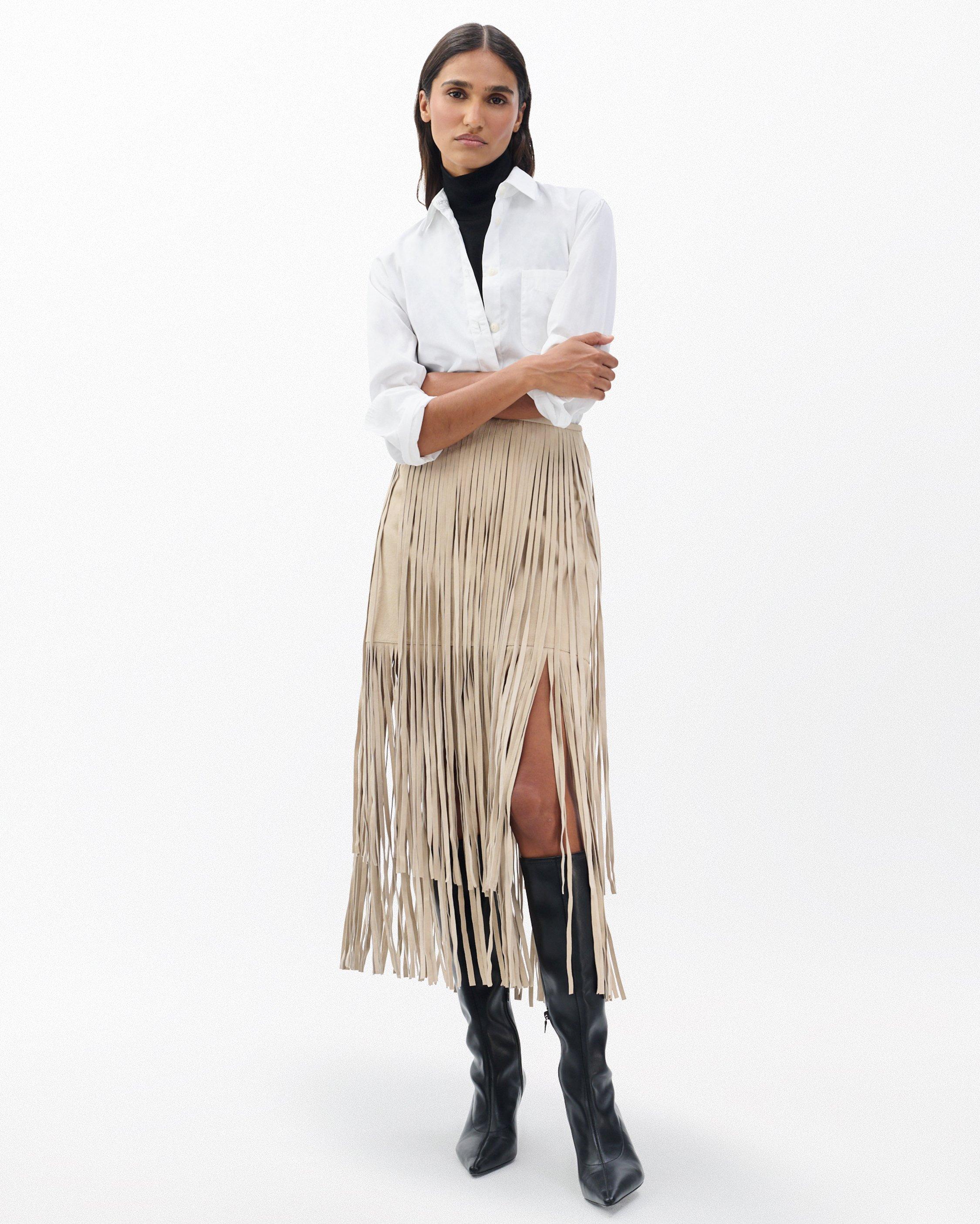Jasmine Fringed Suede Skirt image number 3