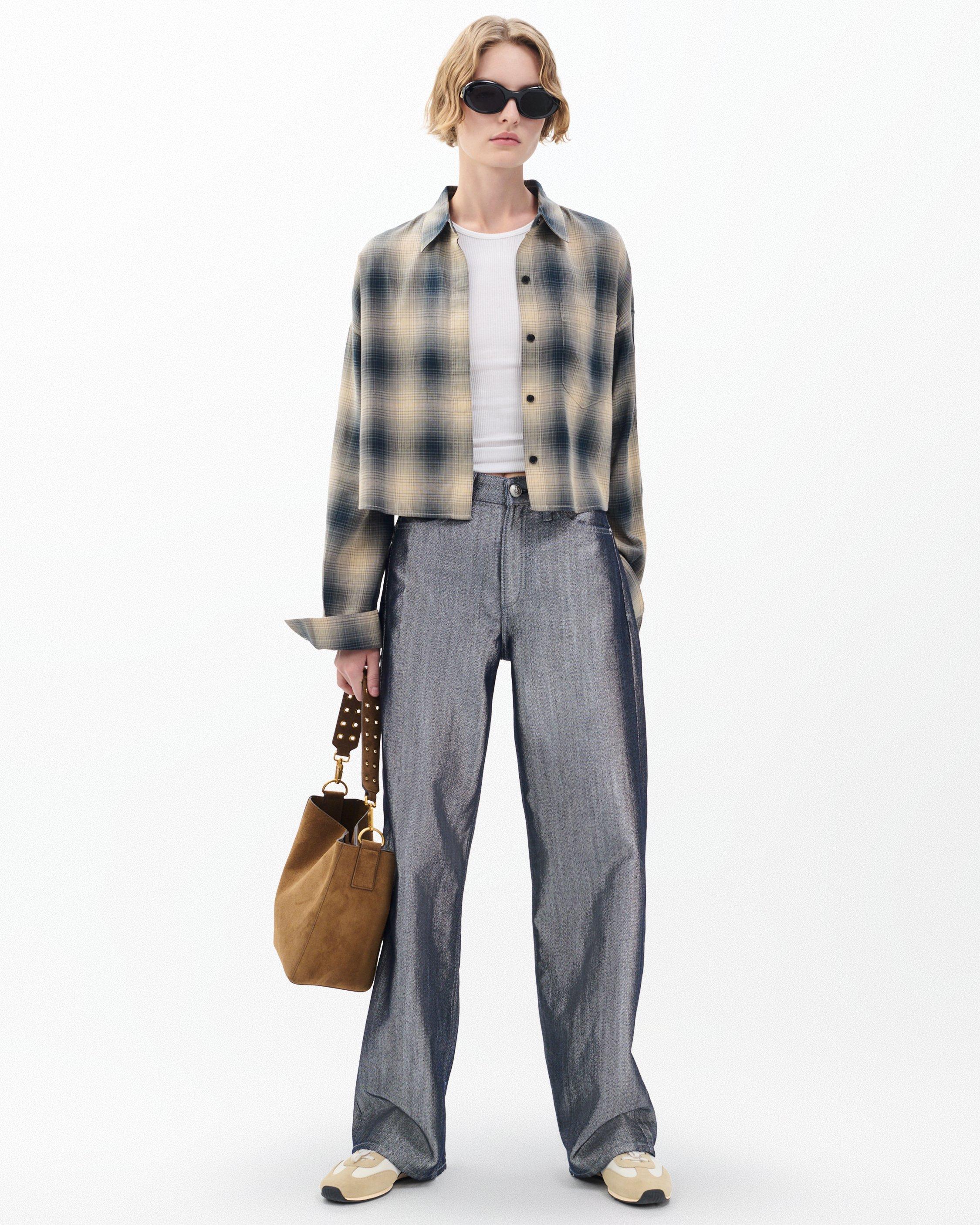 Marin Cropped Plaid Shirt - image 3