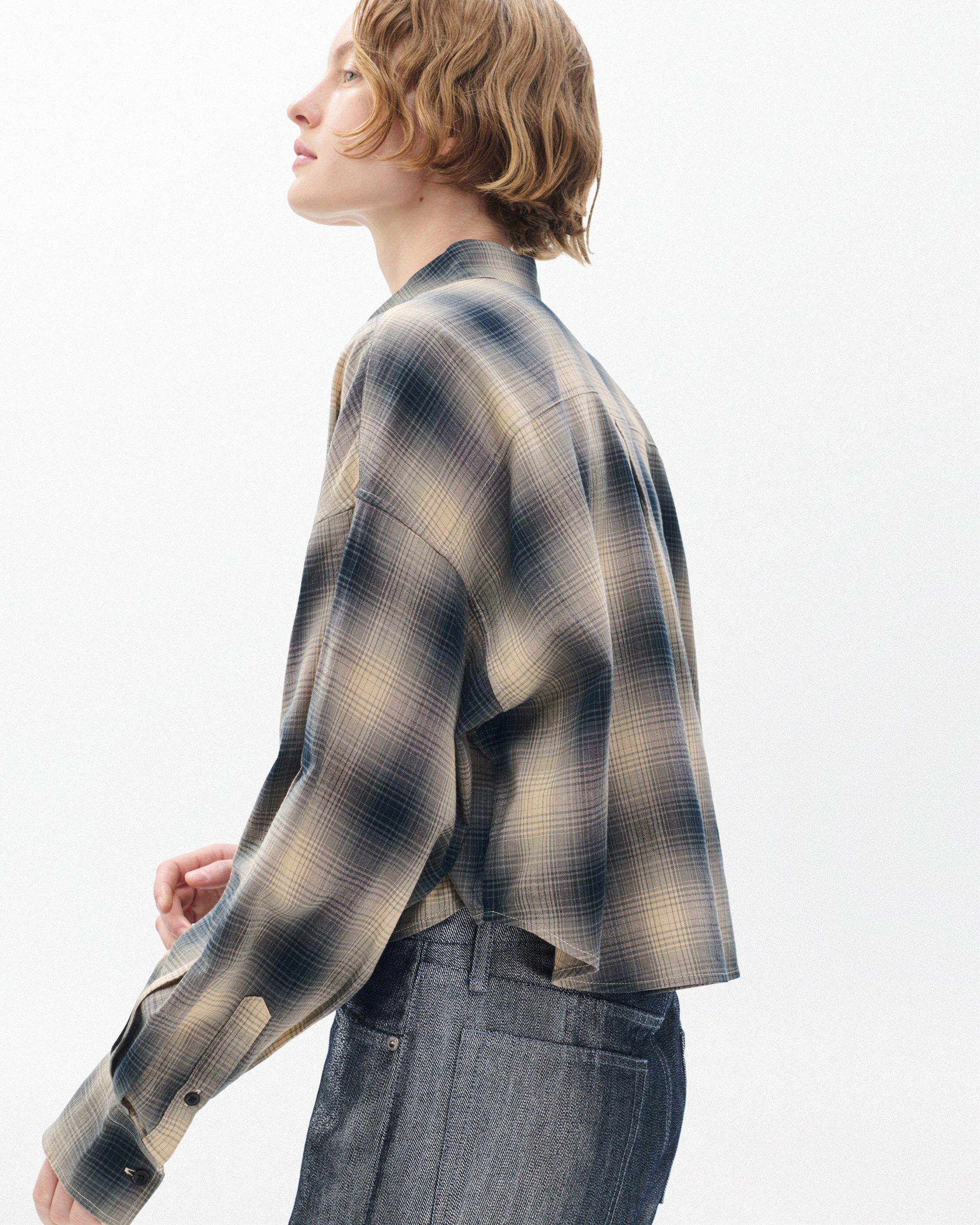 Marin Cropped Plaid Shirt - Navy Plaid | rag & bone