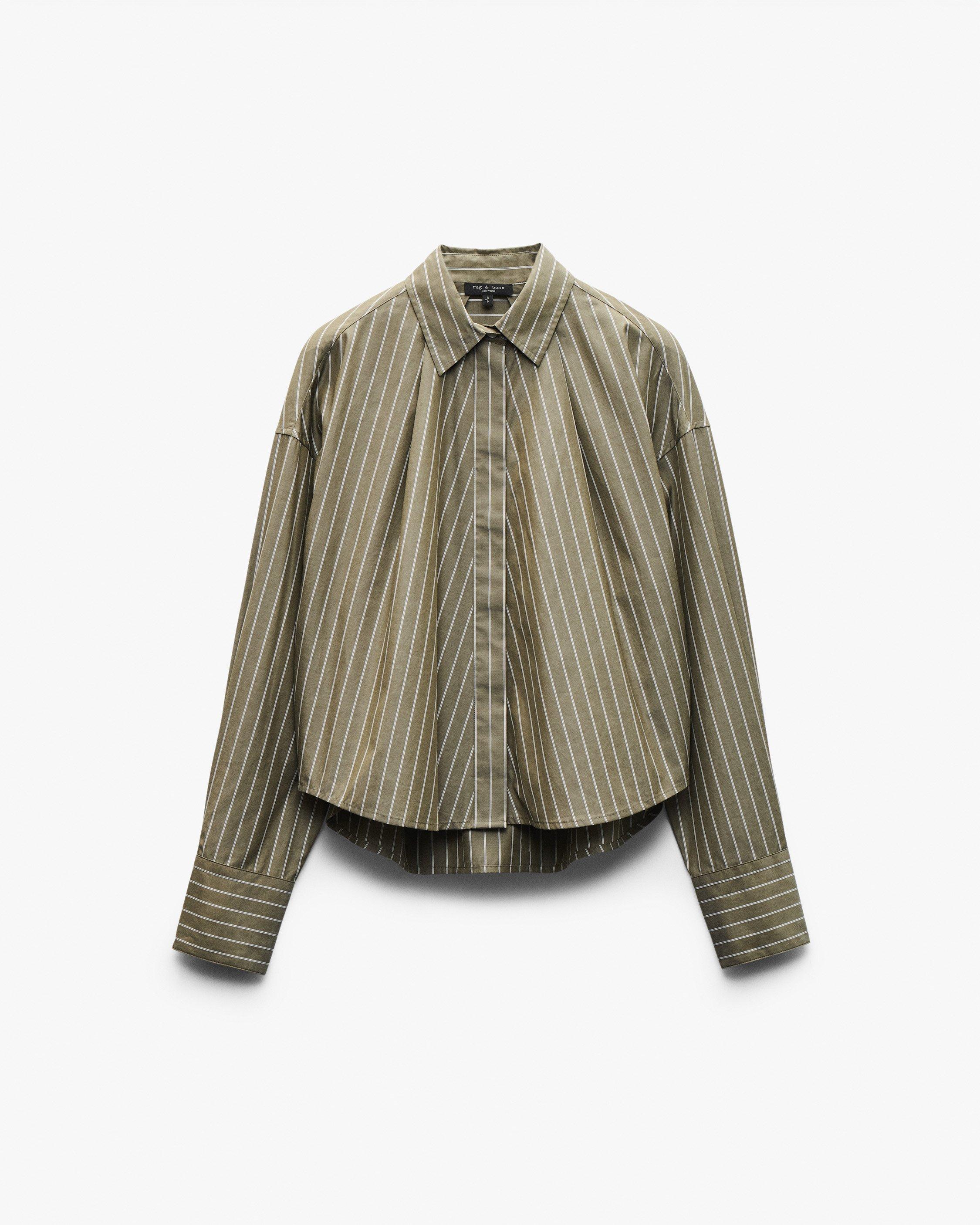 MAPPON REED まりりん Martha Striped Poplin Shirt - Green Stripe | rag & bone