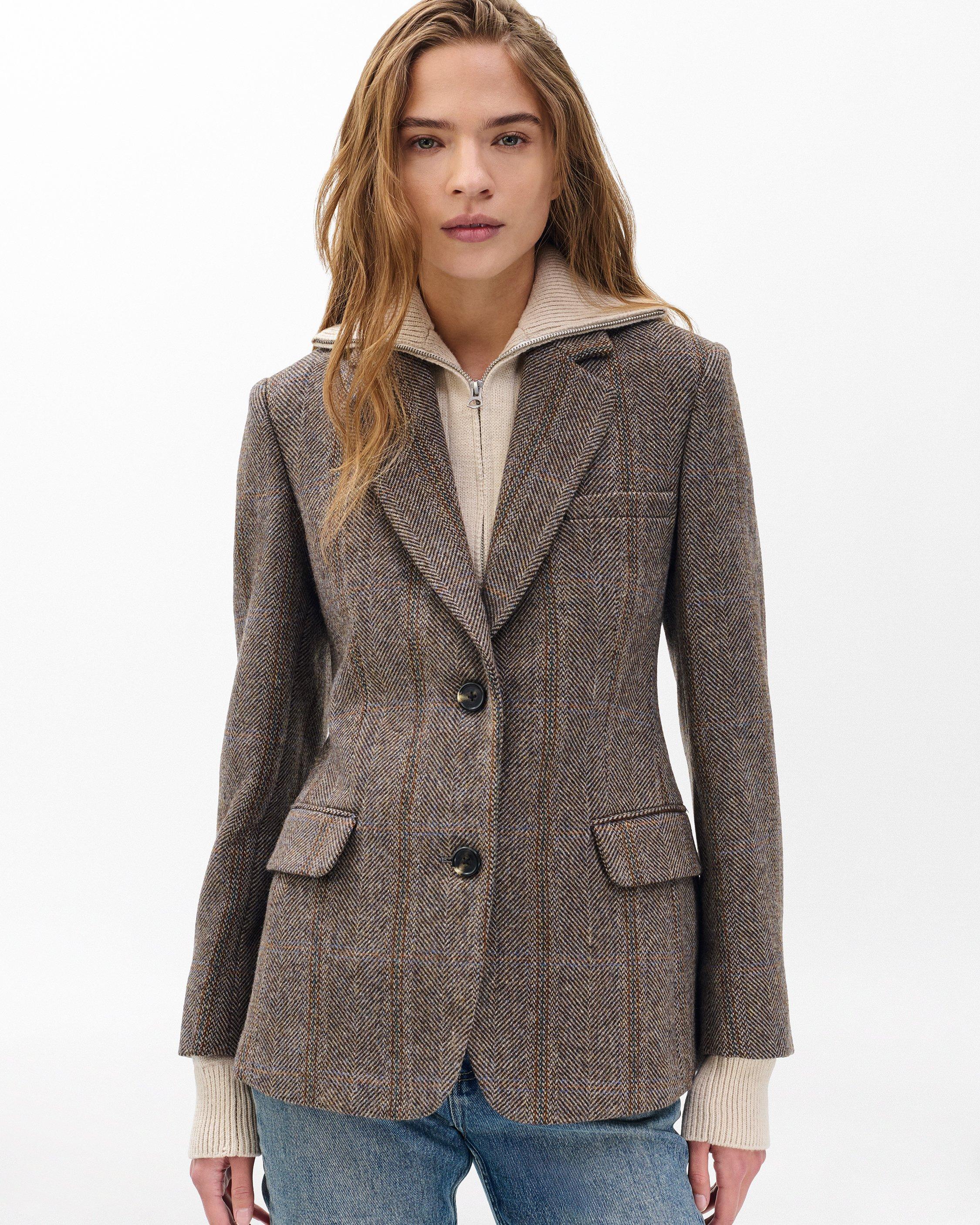 Frank Mixed-Media Plaid Blazer Brown Multi rag bone