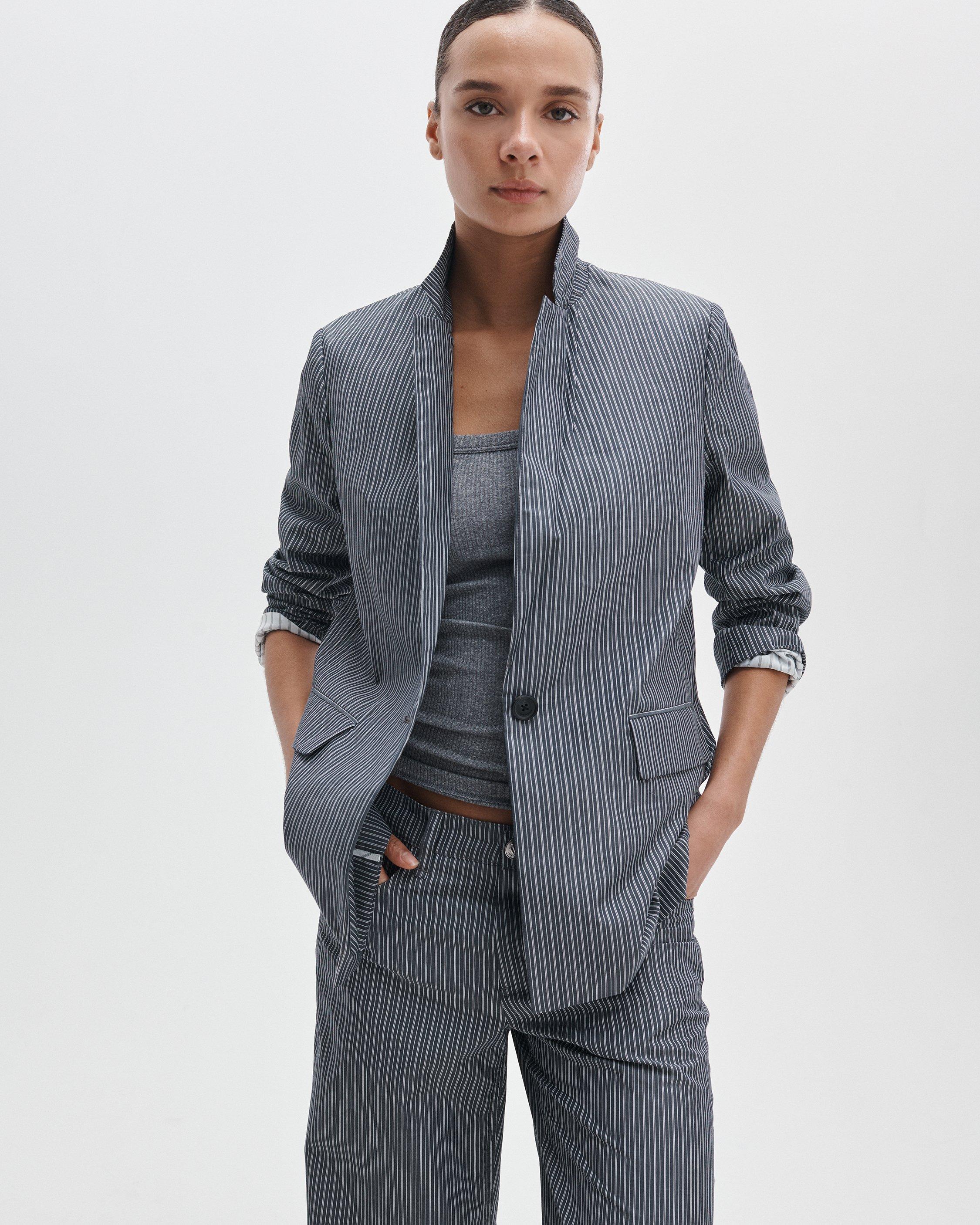 Jennie Striped Poplin Blazer image number 1
