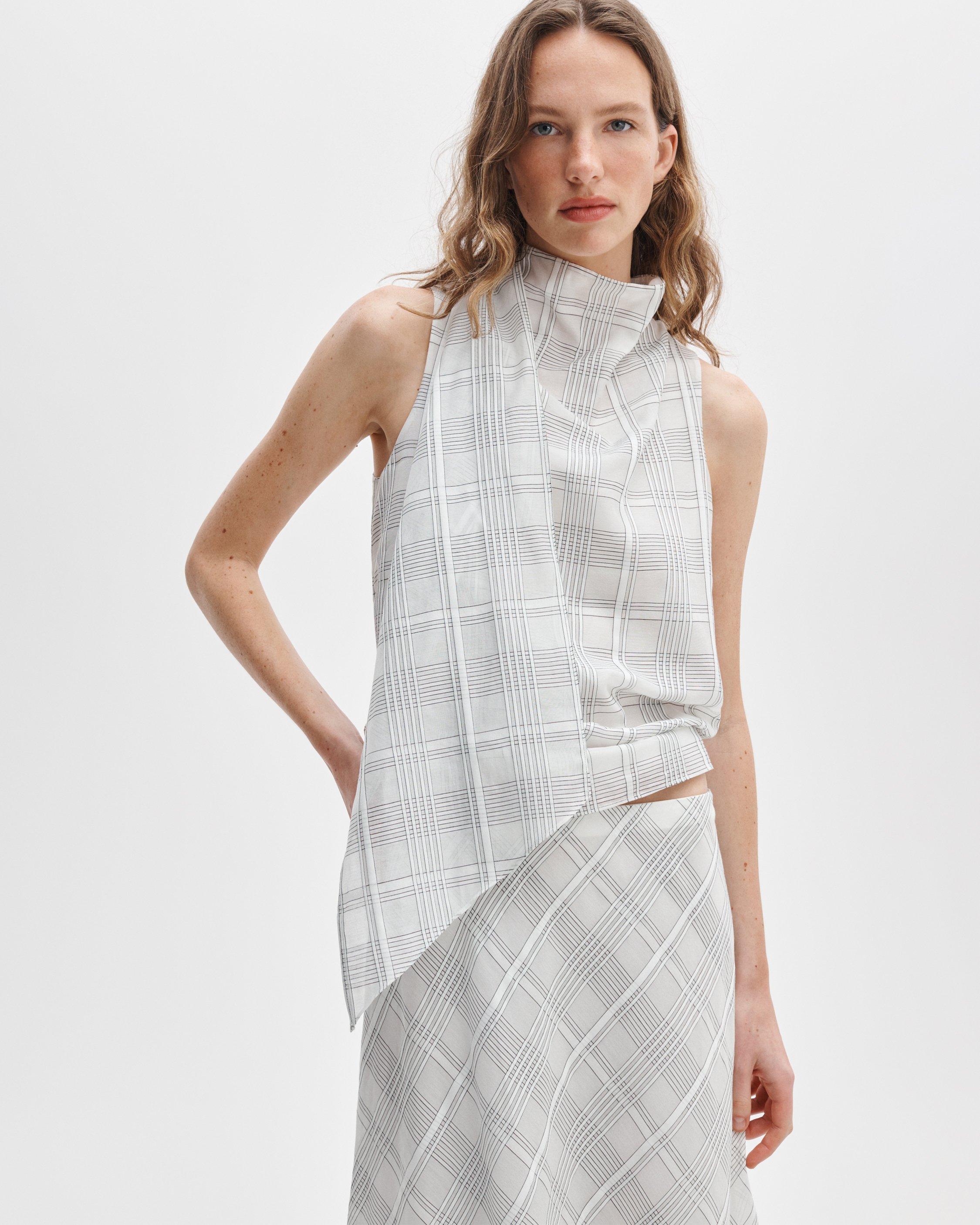 Adela Cotton-Silk Plaid Top image number 1