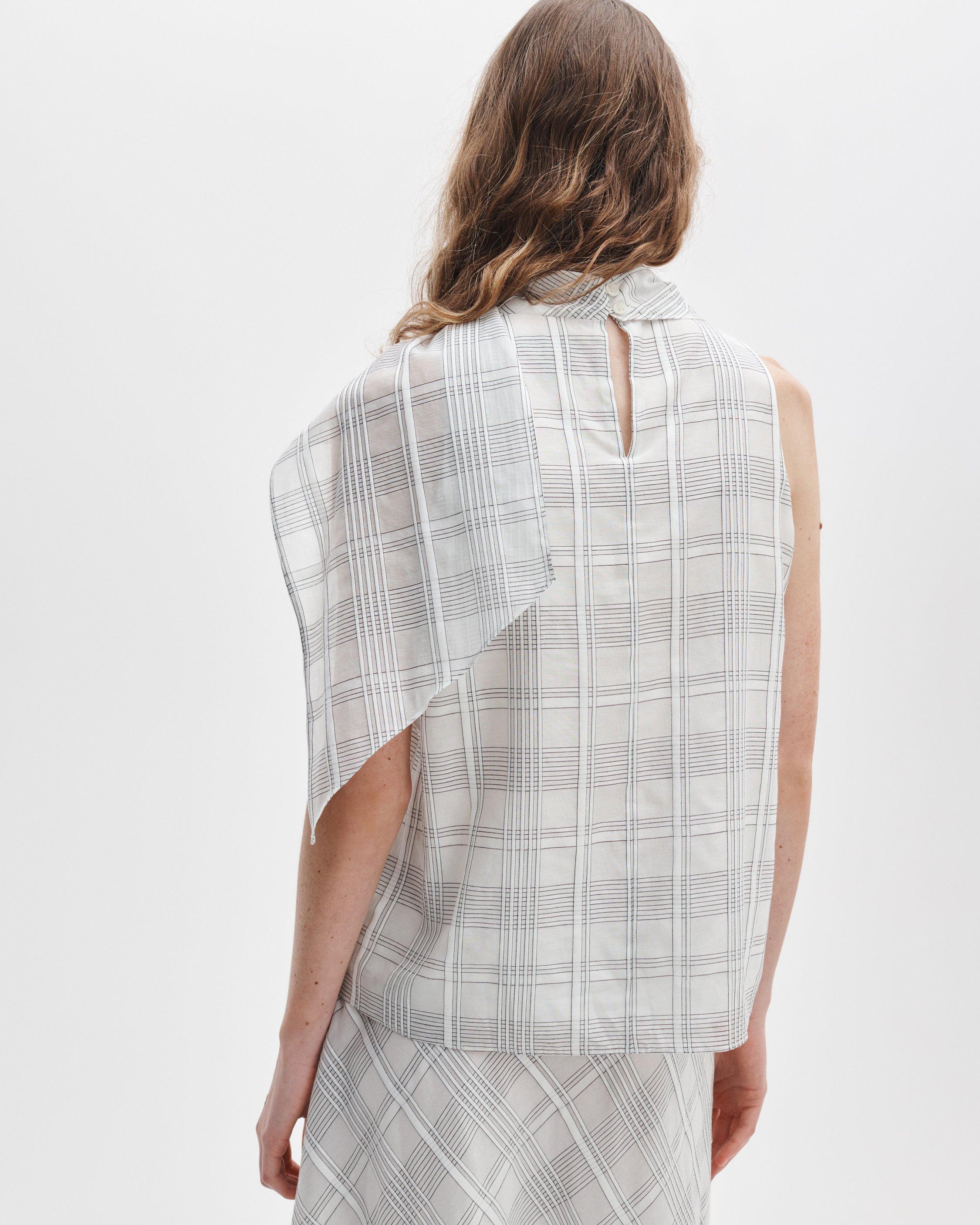 Adela Cotton-Silk Plaid Top image number 5