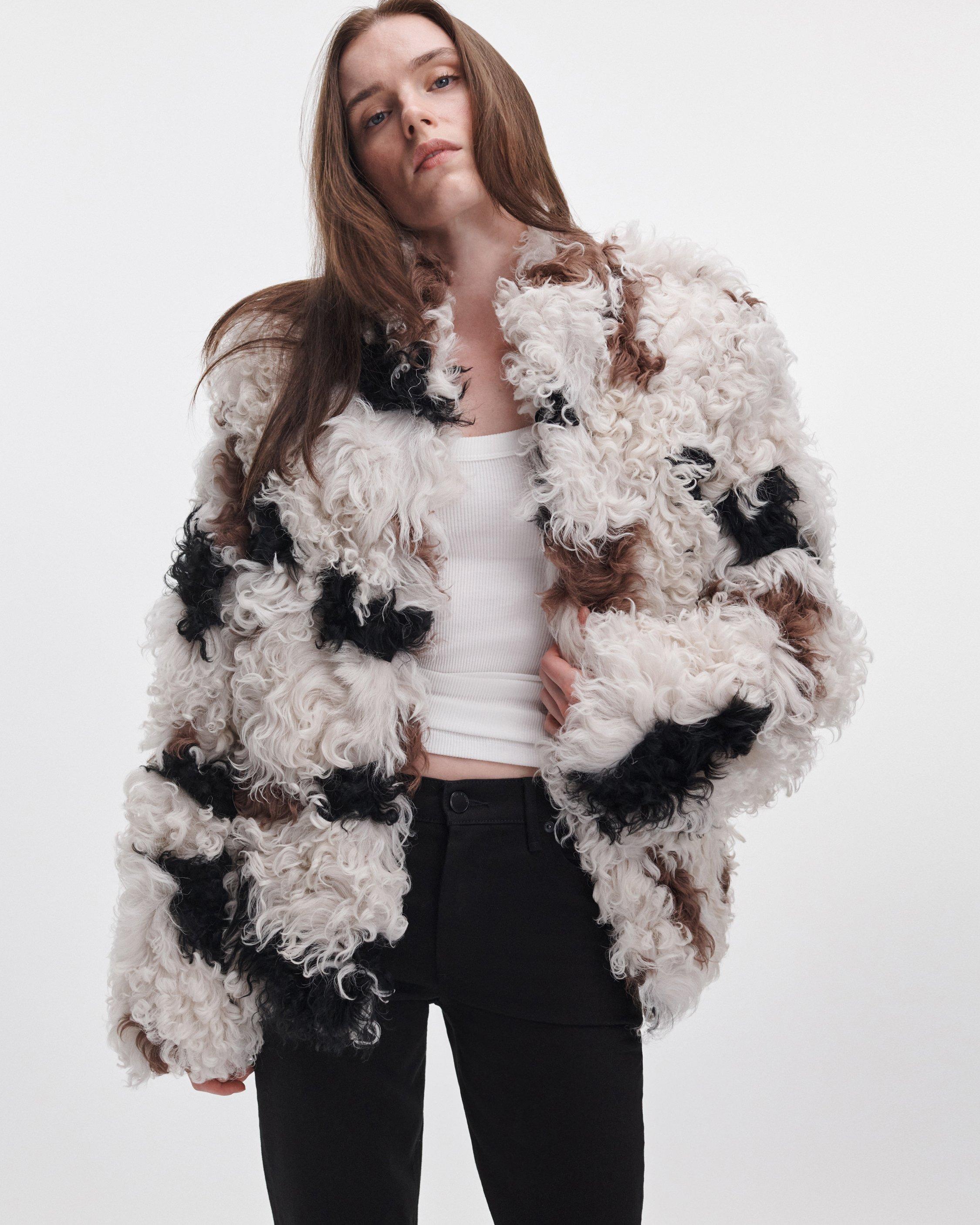 Lori Patchwork Shearling Coat image number 1