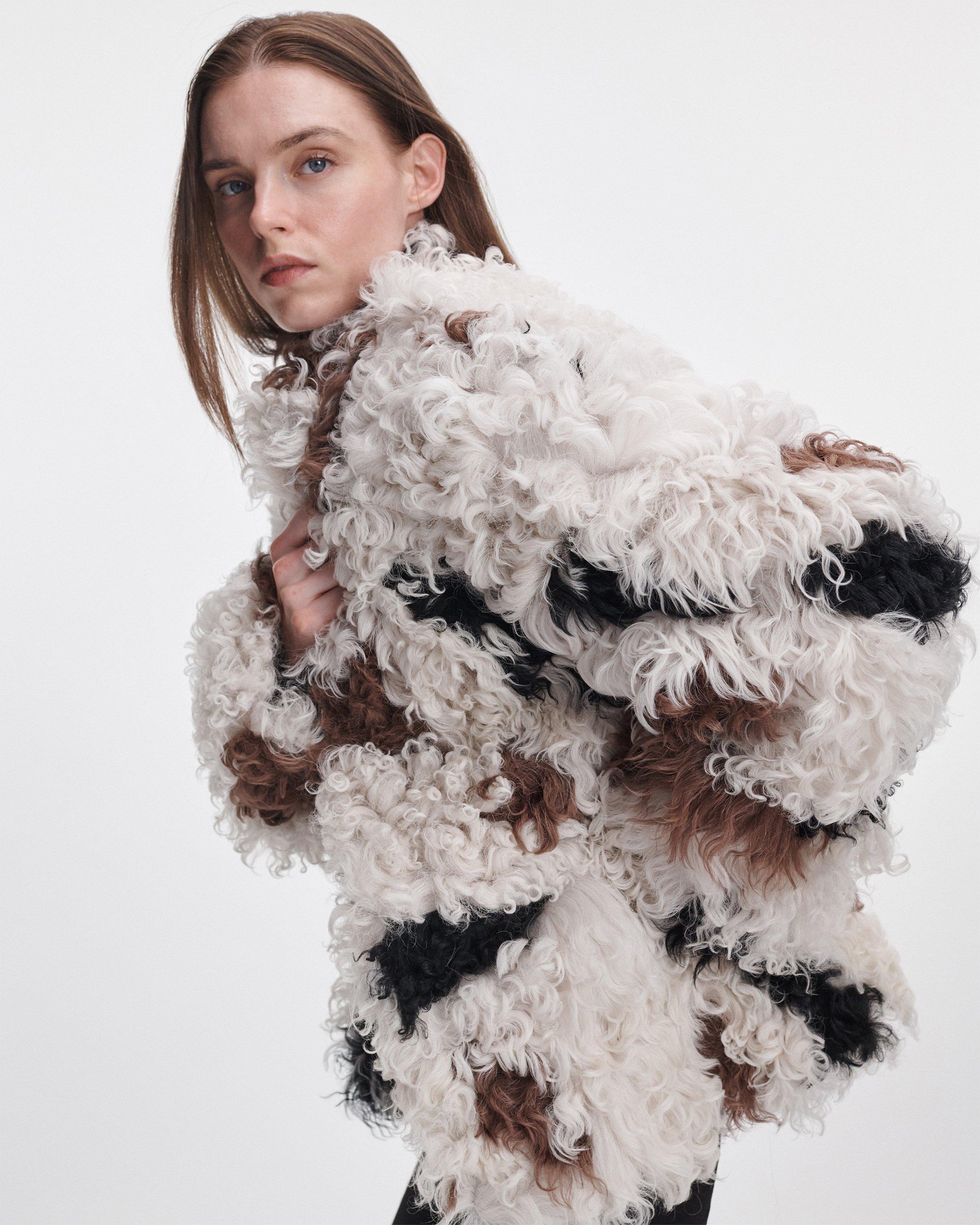 Lori Patchwork Shearling Coat image number 4