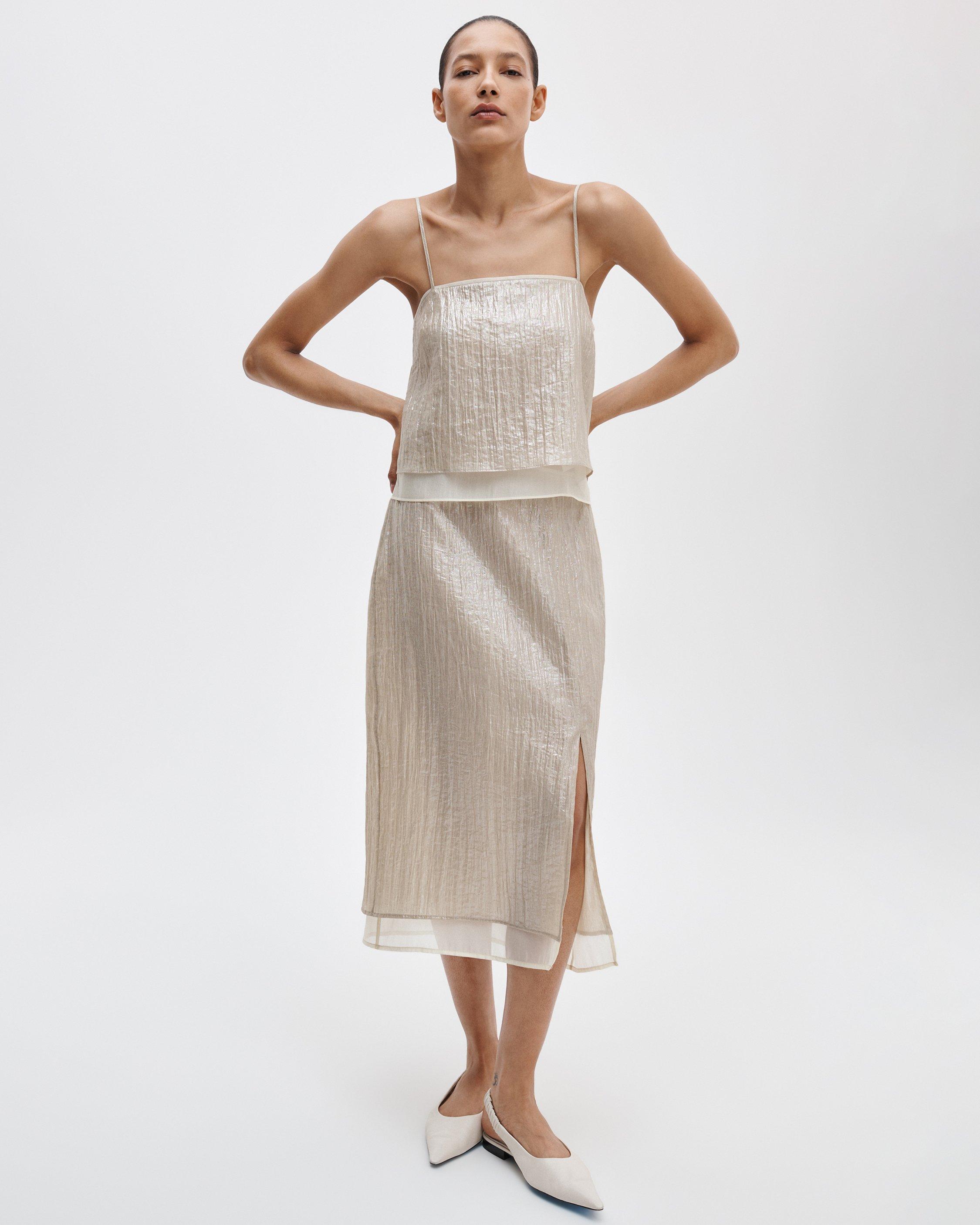 Suki Crinkled Organza Midi Skirt image number 1