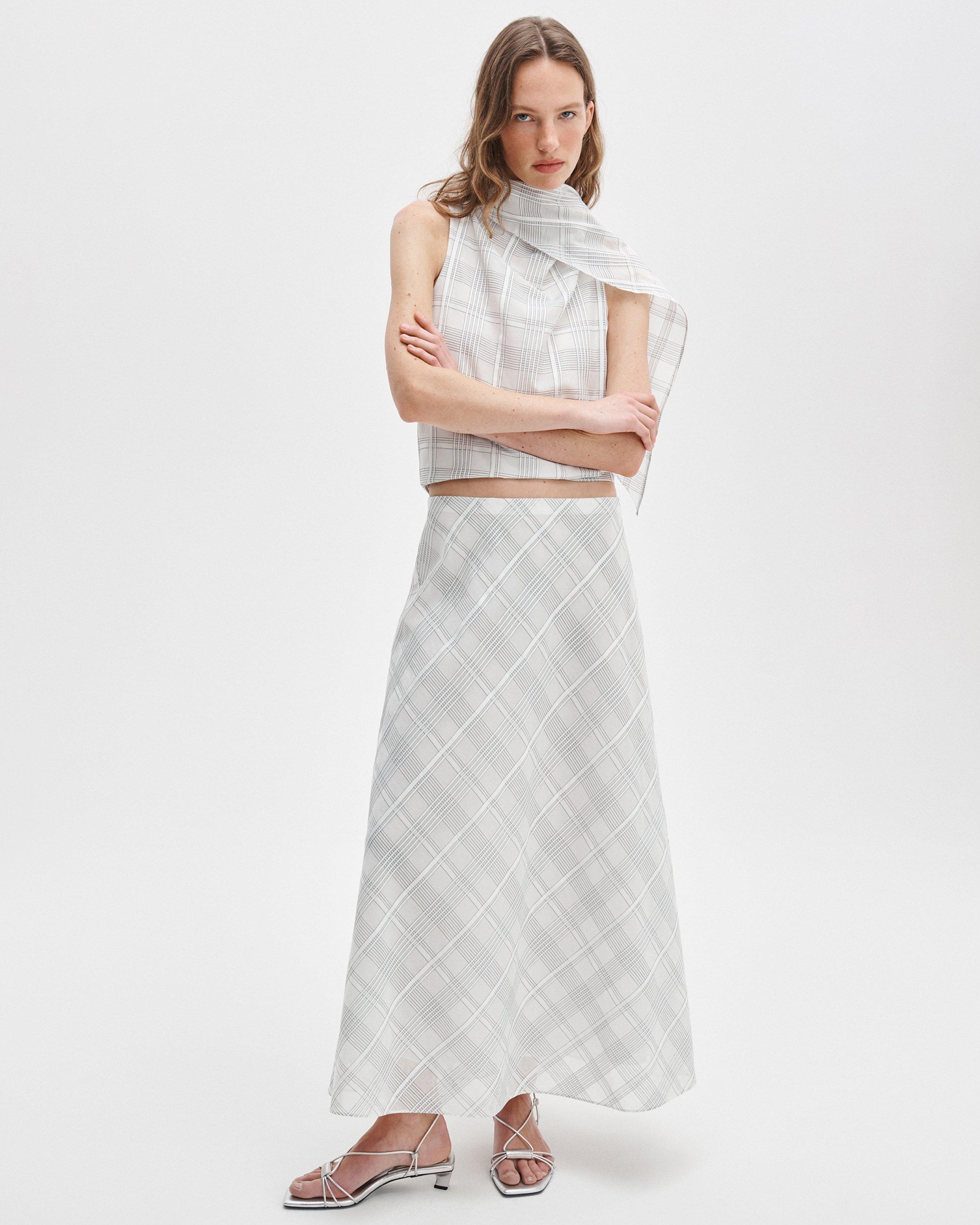 Wren Plaid Cotton-Silk Skirt image number 1