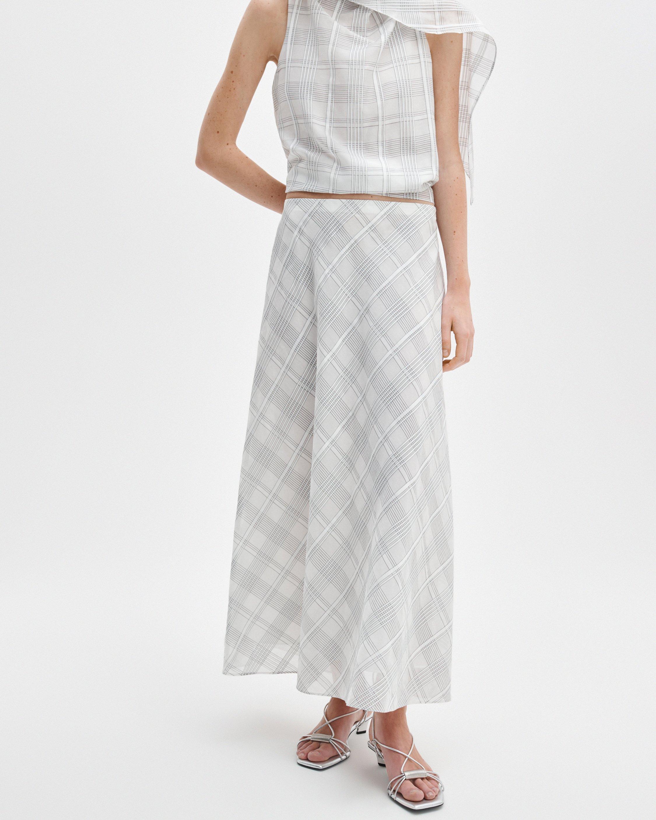 Wren Plaid Cotton-Silk Skirt image number 3