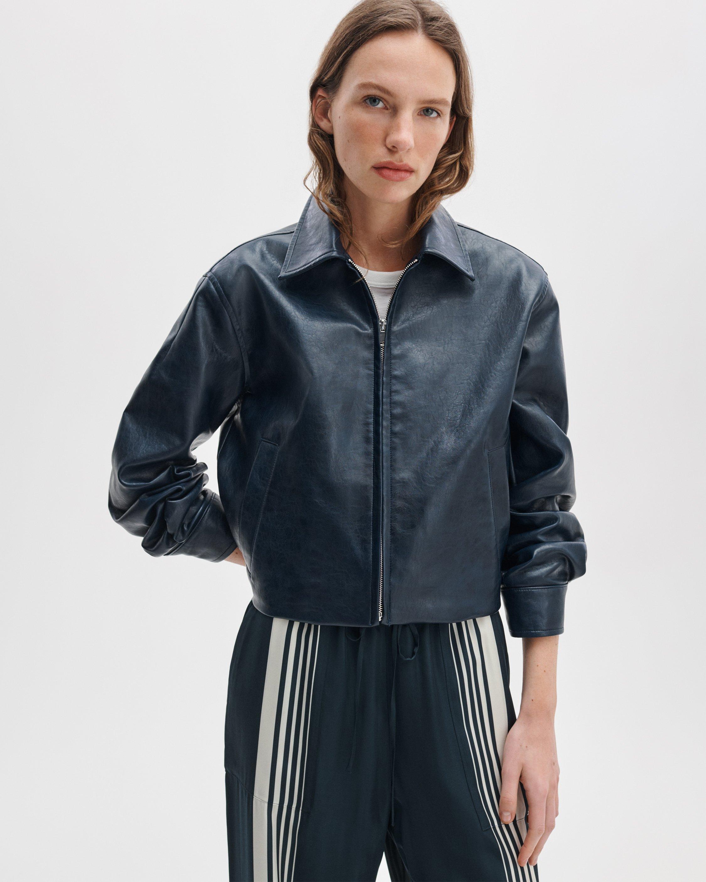 Krista Faux-Leather Jacket - Navy | rag & bone
