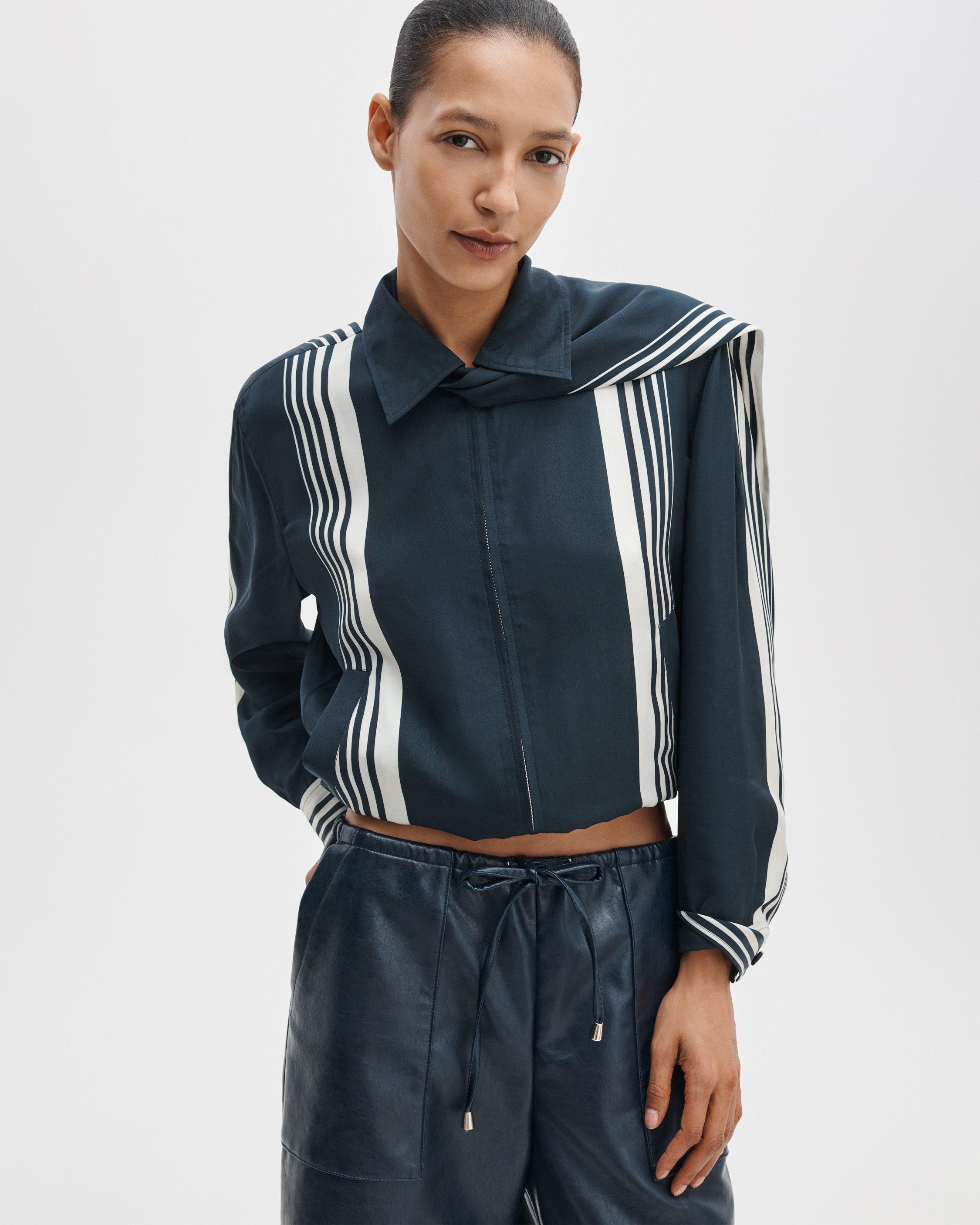 Krista Striped Silk-Blend Jacket image number 1