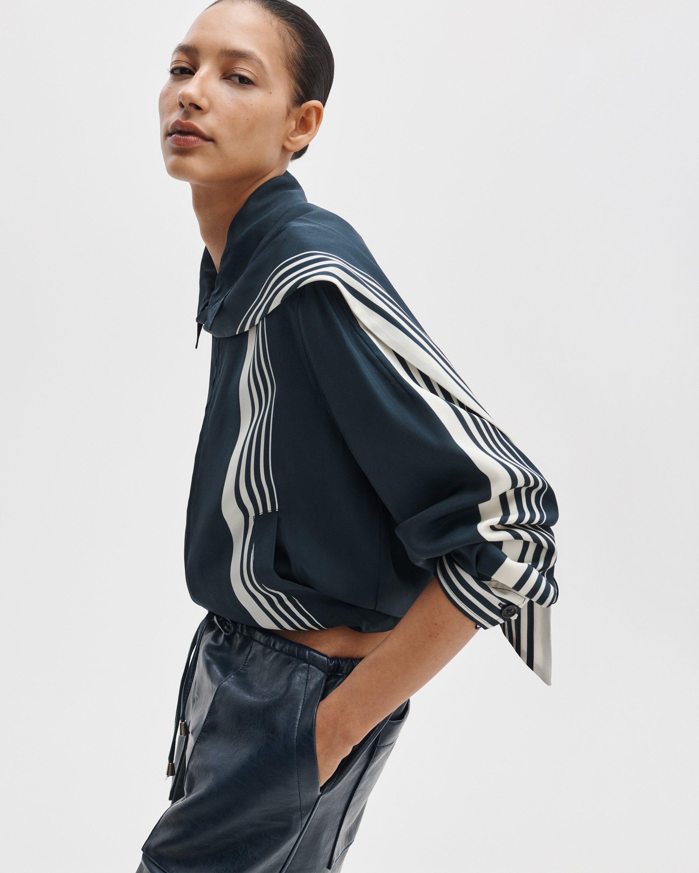 Krista Striped Silk-Blend Jacket image number 4