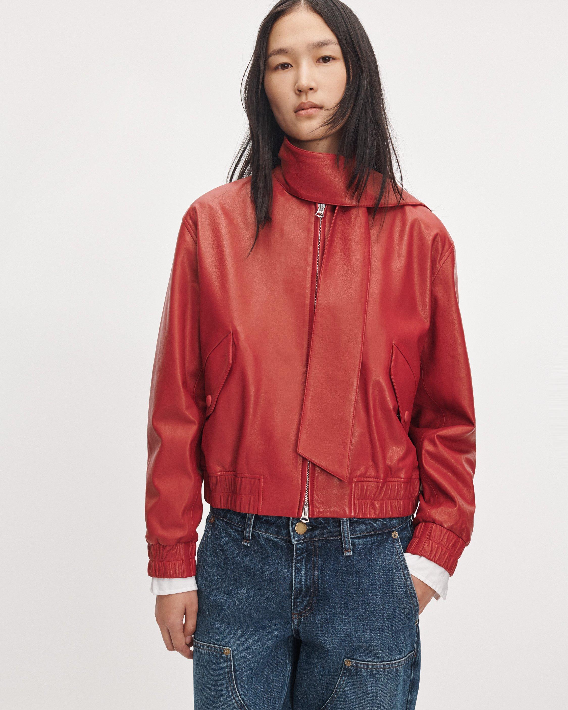 Marissa Scarf Leather Bomber