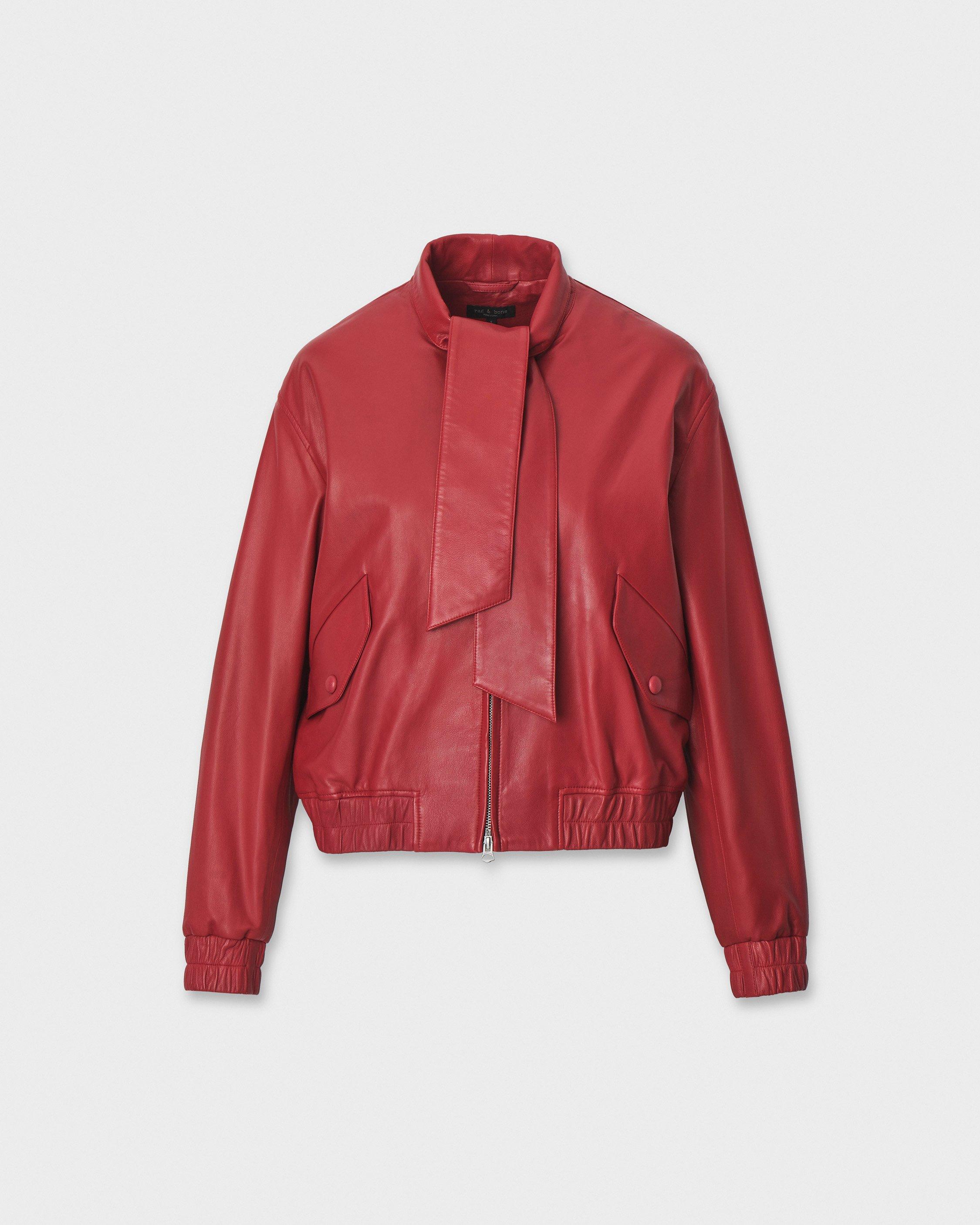Marissa Scarf Leather Bomber