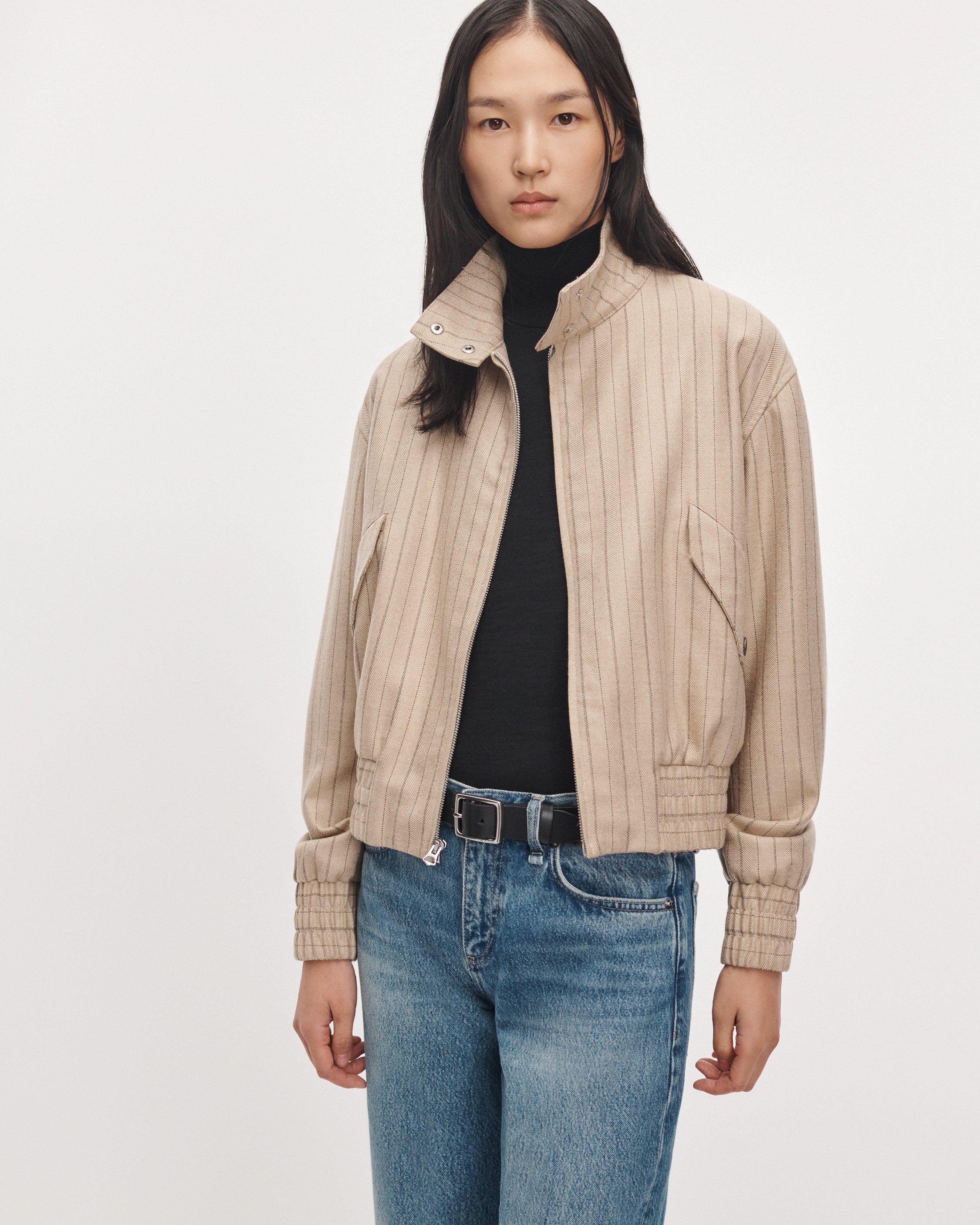 Eliza Striped Bomber Jacket image number 1