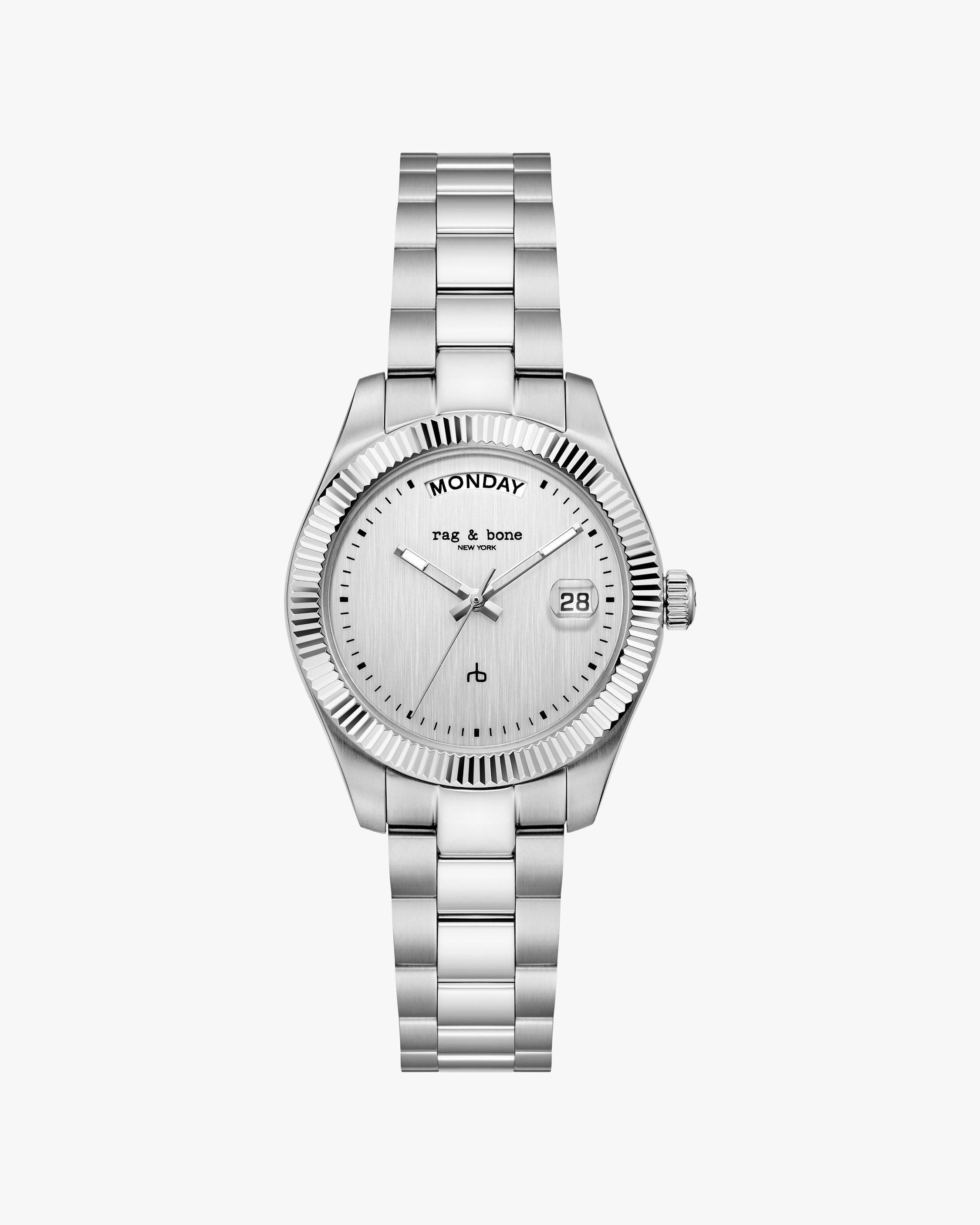 Lex Day Date Bracelet Watch, 34mm - Silver | rag & bone