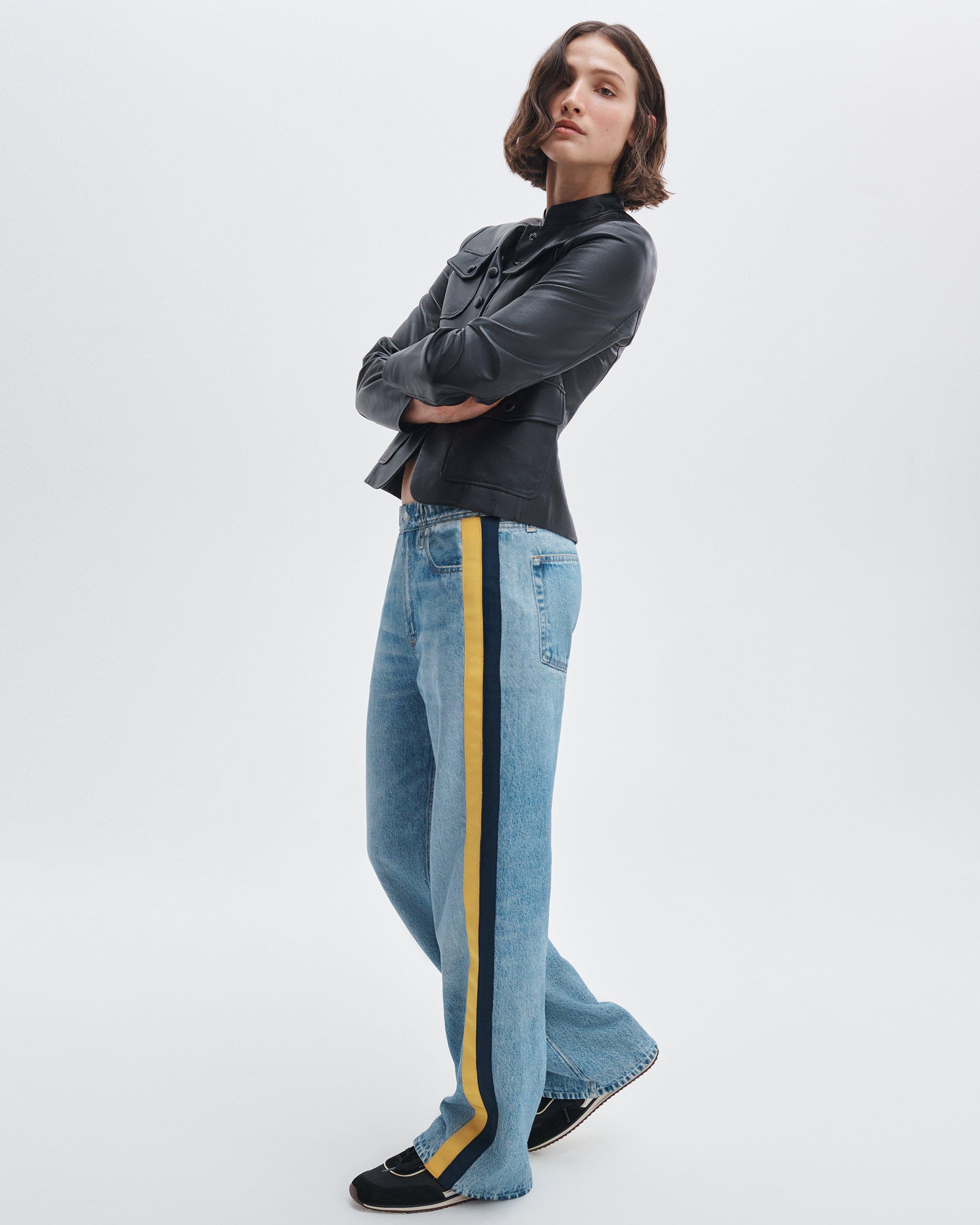 rb Miramar Sport Stripe Track Pants - Valentina Yellow Navy Stripe