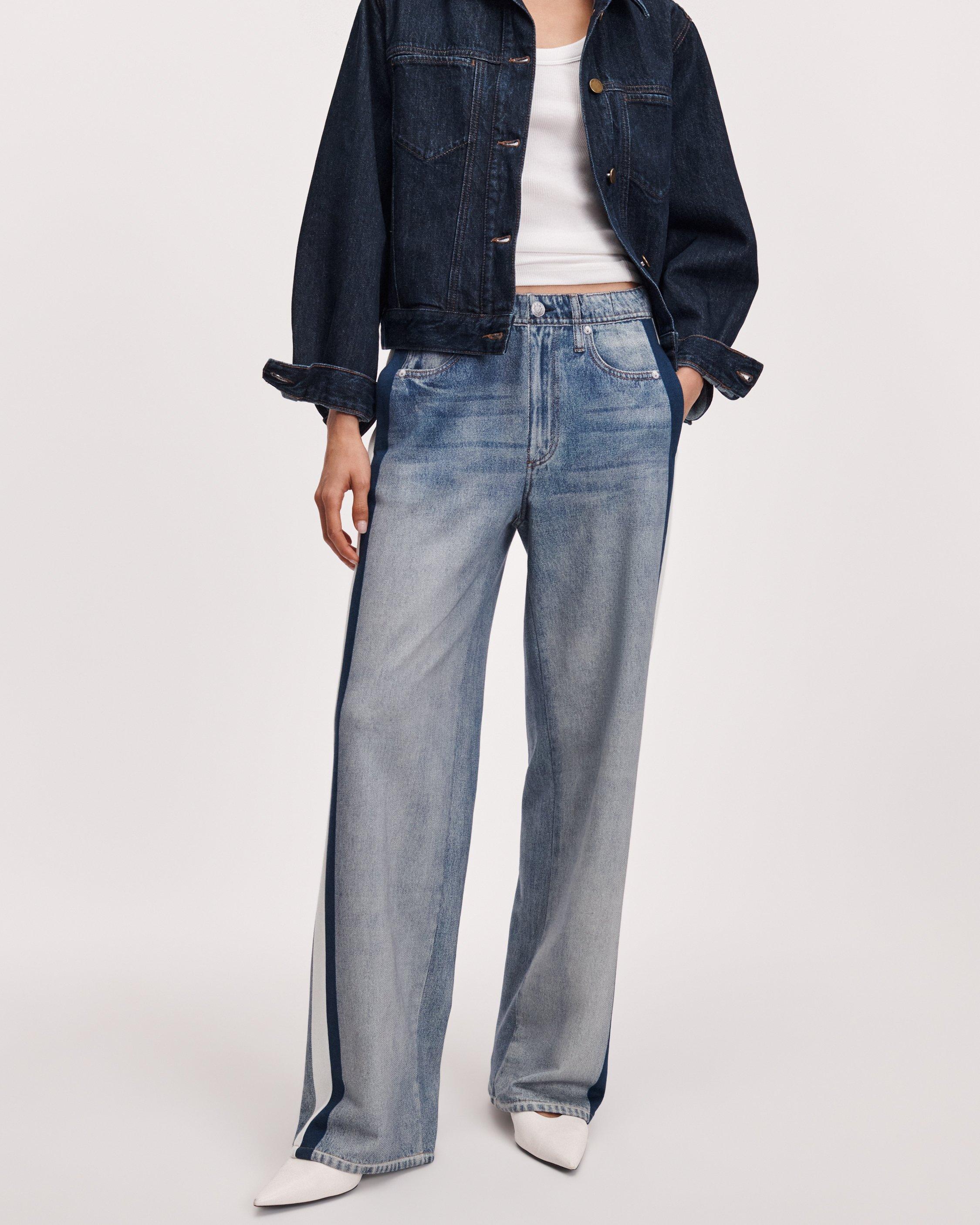 rb Miramar Wide-Leg Track Pant - Coney Navy White Stripe | rag & bone