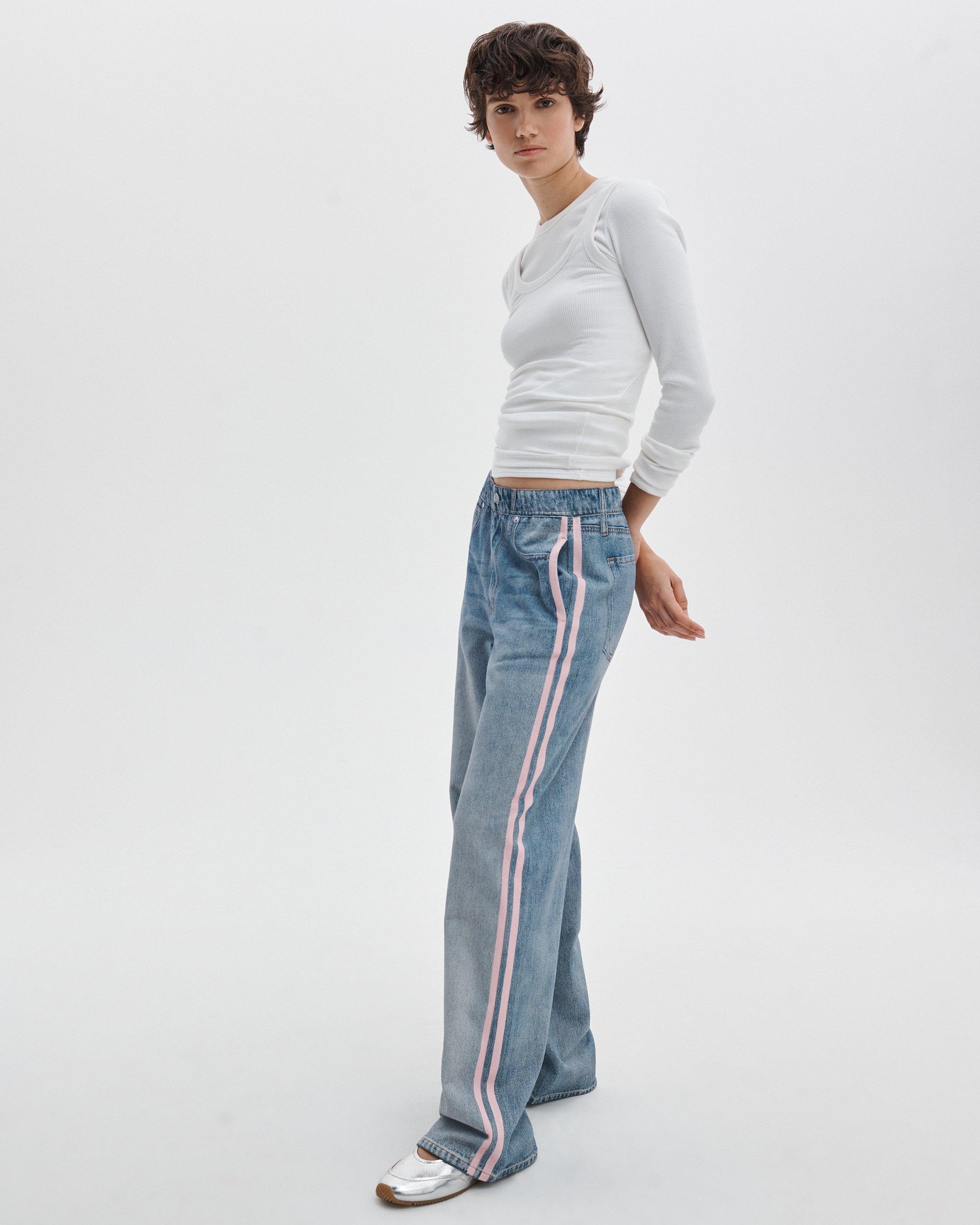 rb Miramar Sport Stripe Track Pants - Pink Strip | rag & bone
