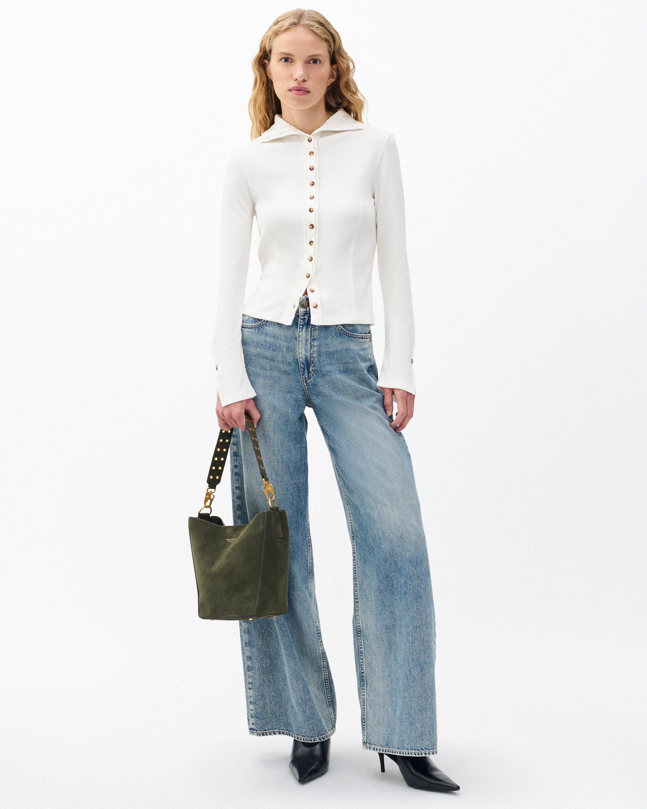 The Knit Ribbed Buttoned Cardigan image number 3