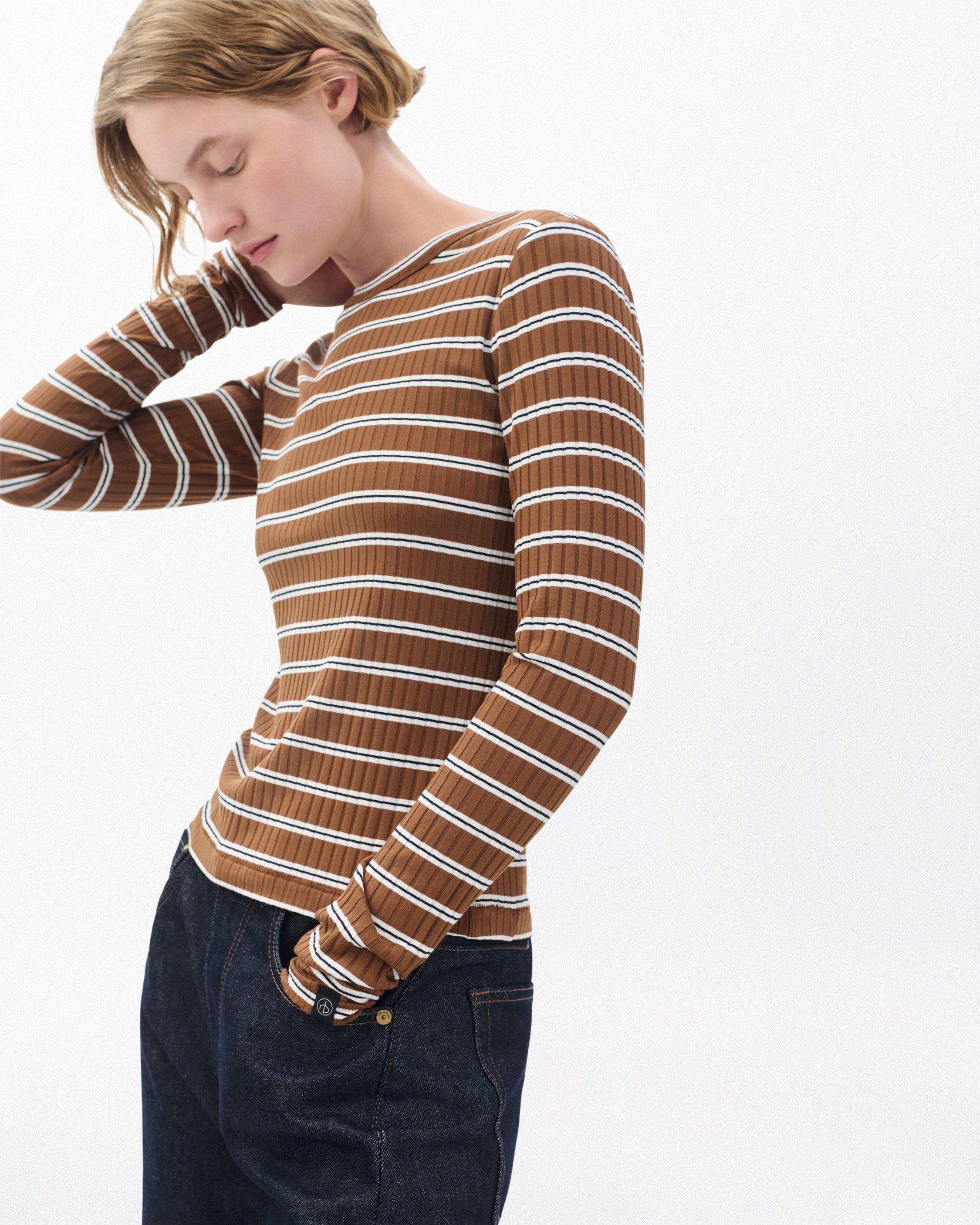Luca Striped Ribbed Long-Sleeve Tee image number 1