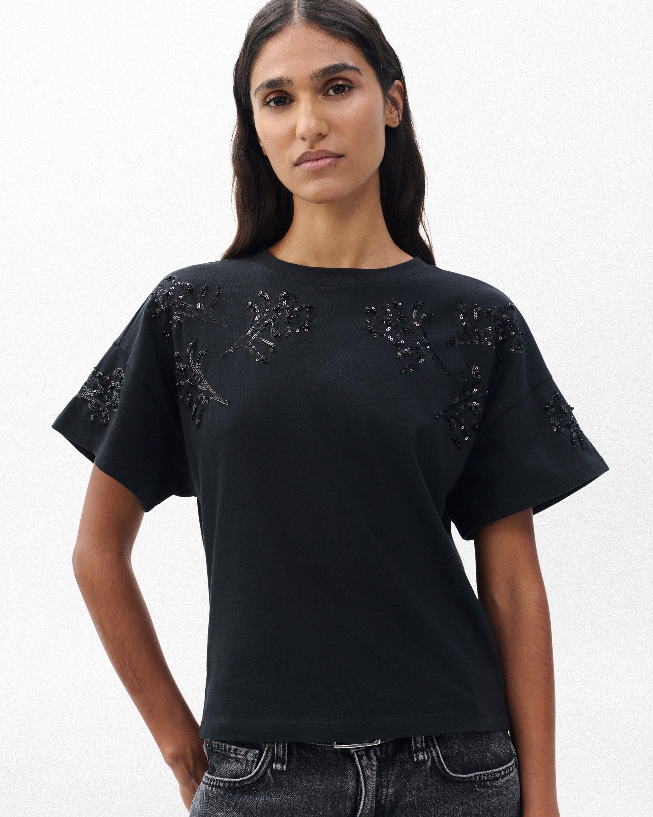 Kelly Boxy Beaded Floral Tee image number 1