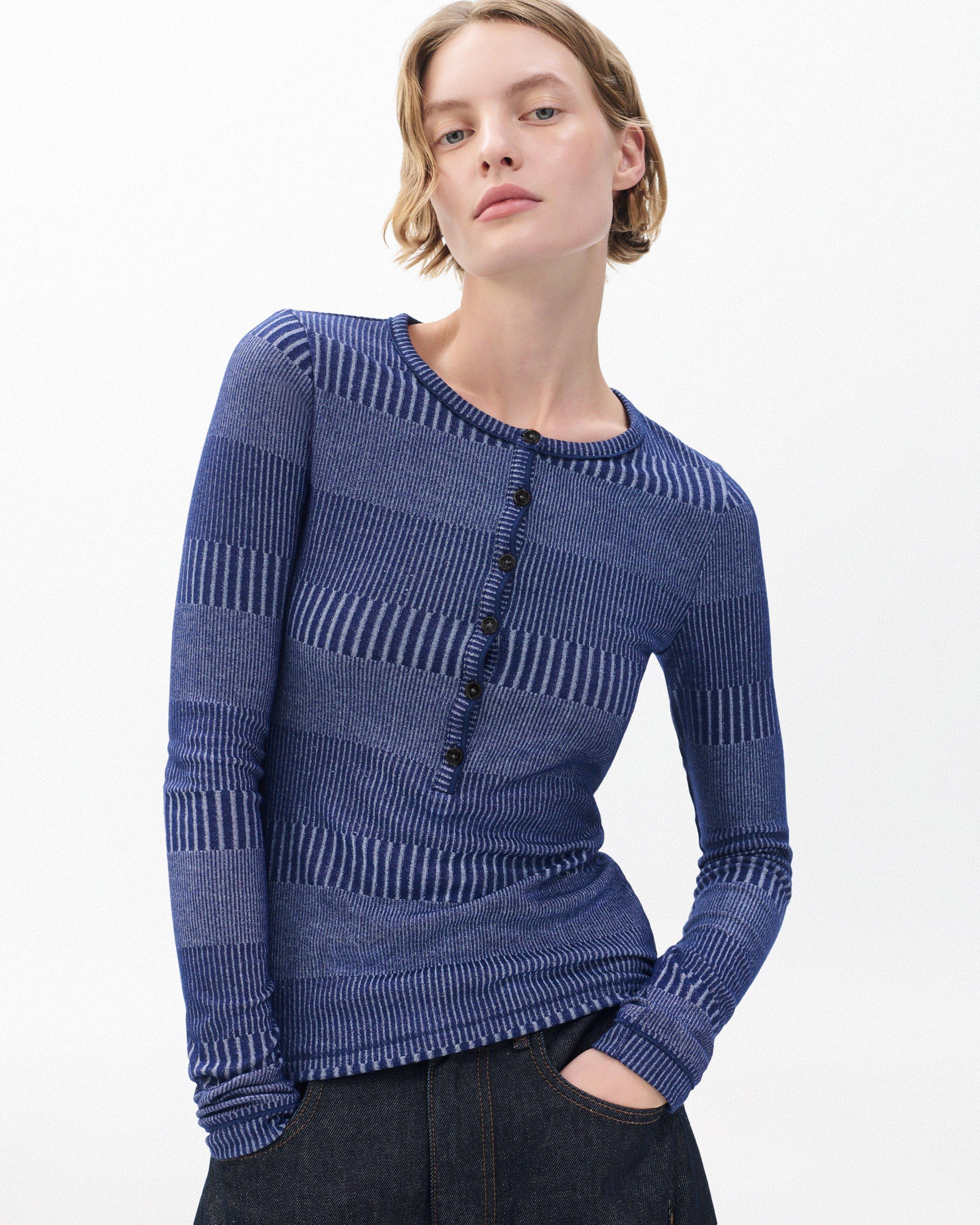 The Knit Striped Ribbed Henley image number 1