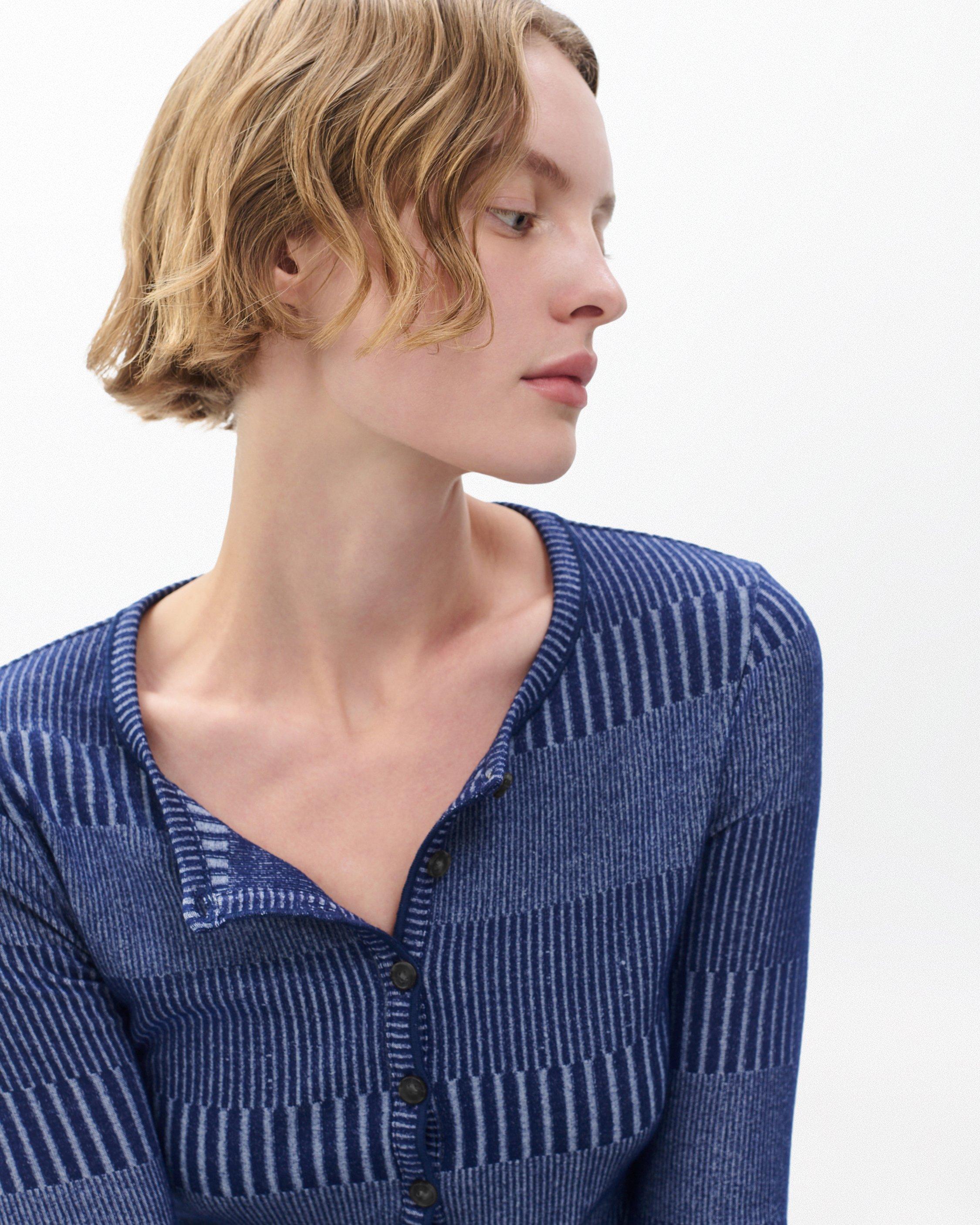 The Knit Striped Ribbed Henley image number 3