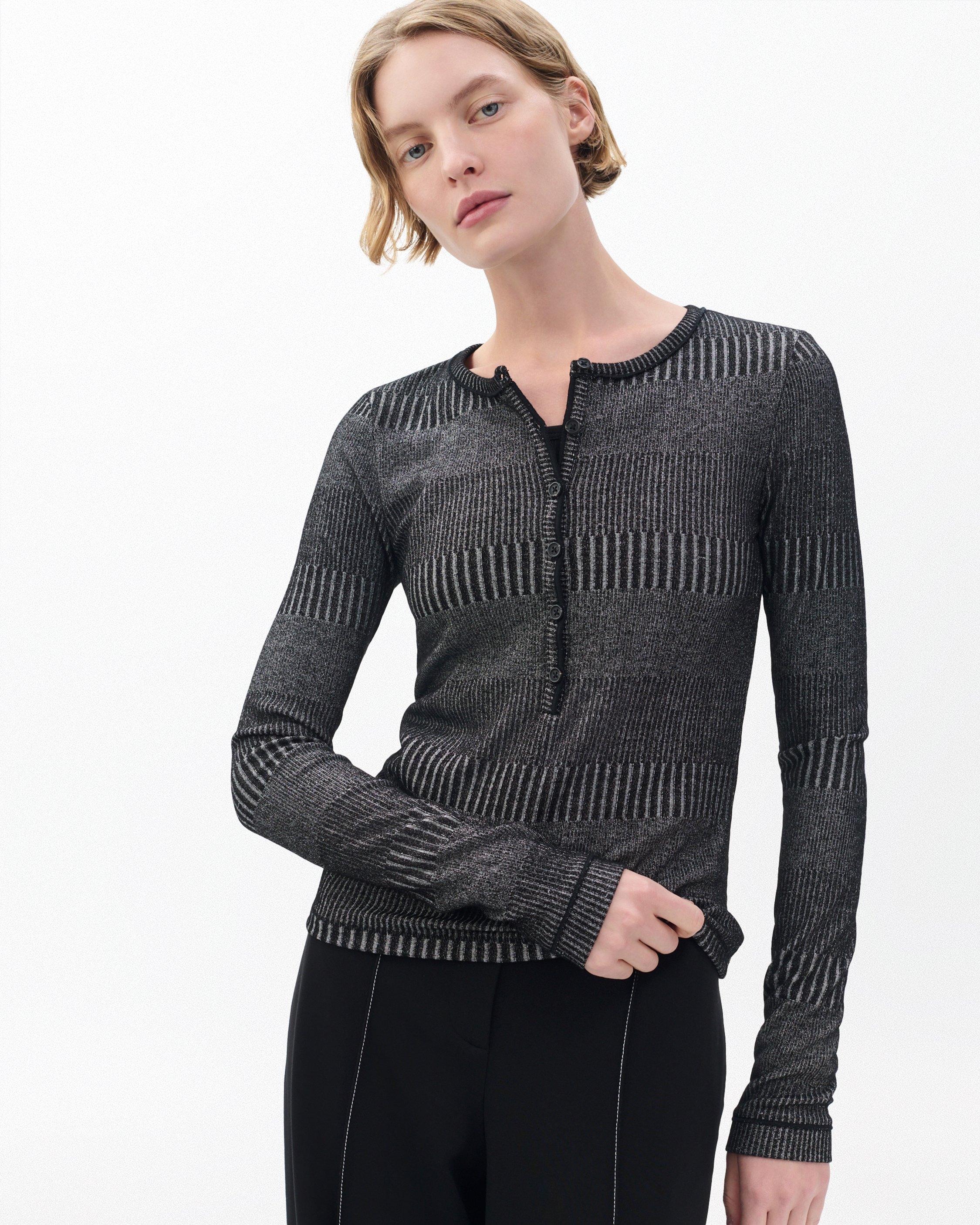 The Knit Striped Ribbed Henley image number 1