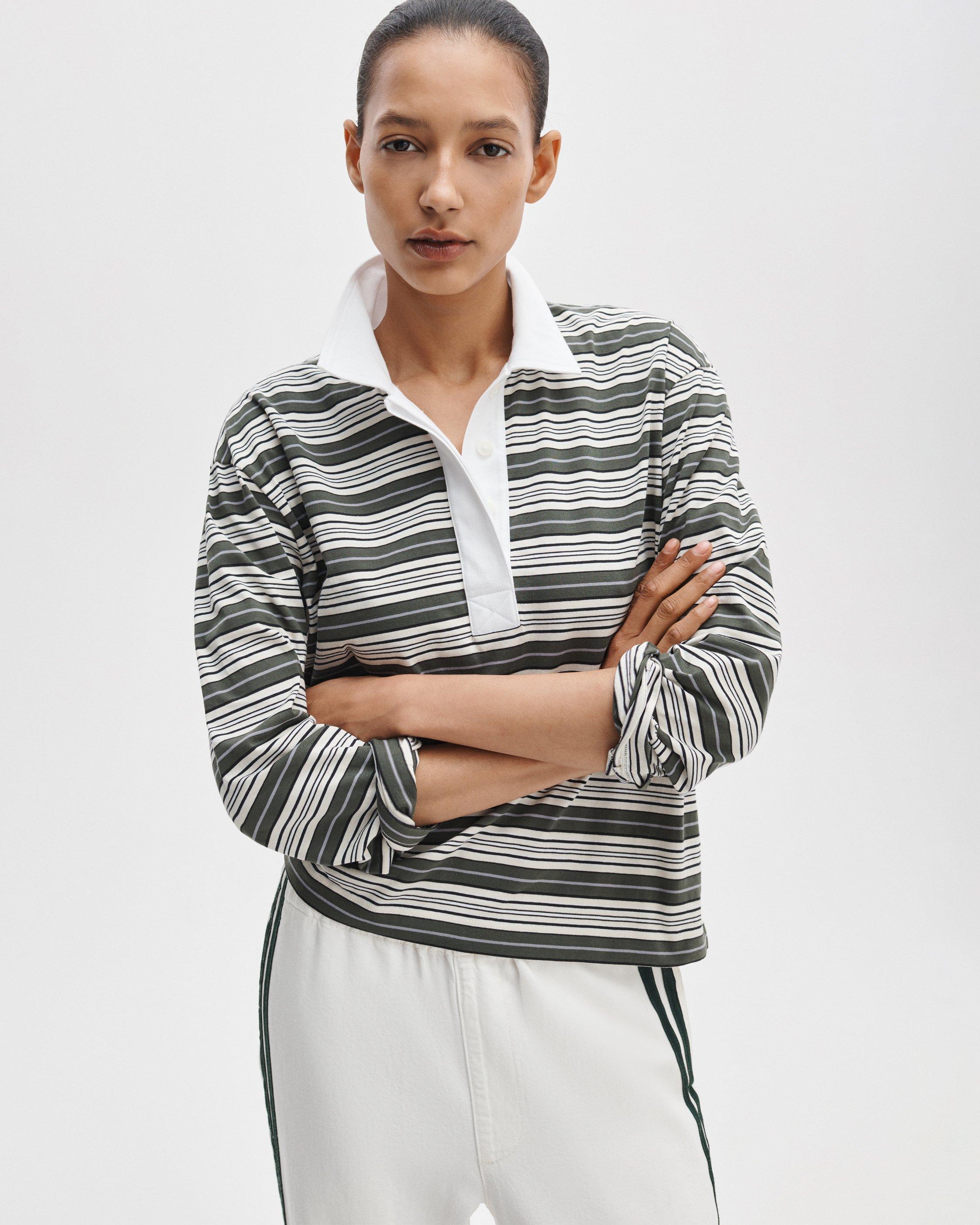 Kelly Boxy Striped Long-Sleeve Polo image number 1
