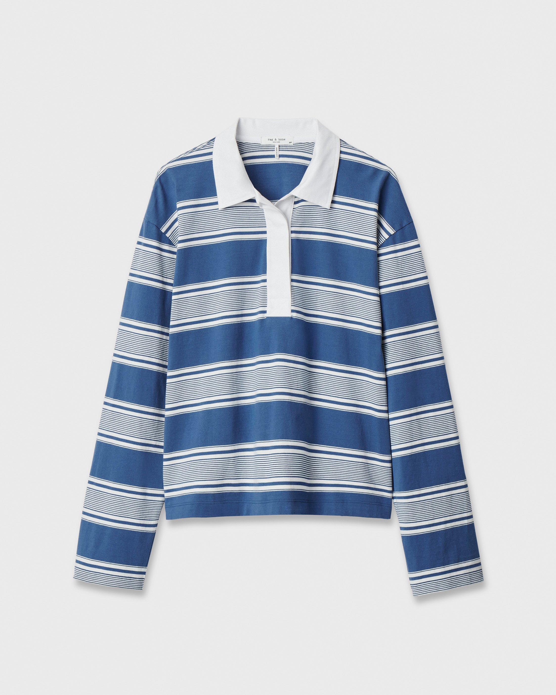 Kelly Boxy Striped Long-Sleeve Polo image number 2