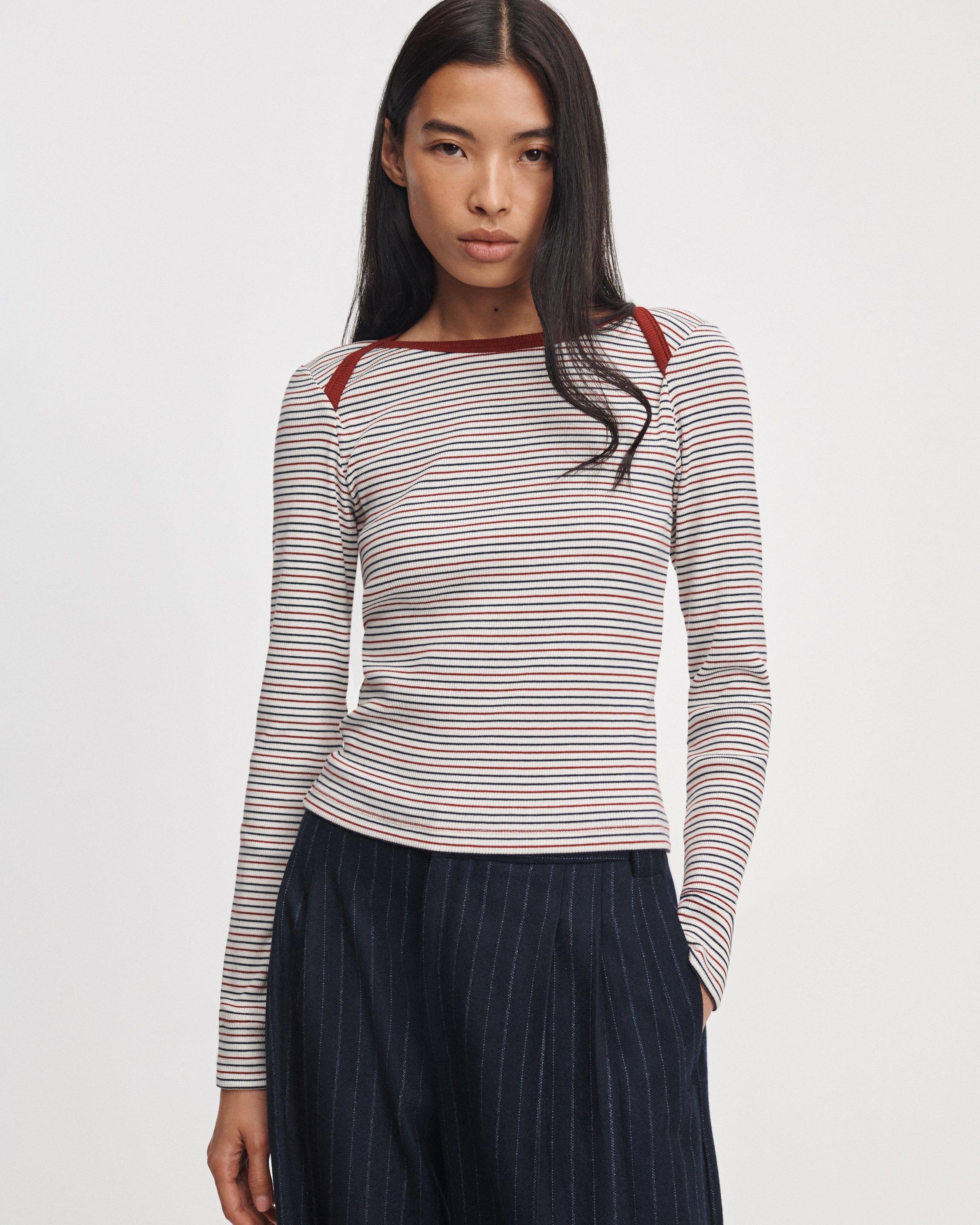 The Essential Ribbed Bateau Tee image number 1